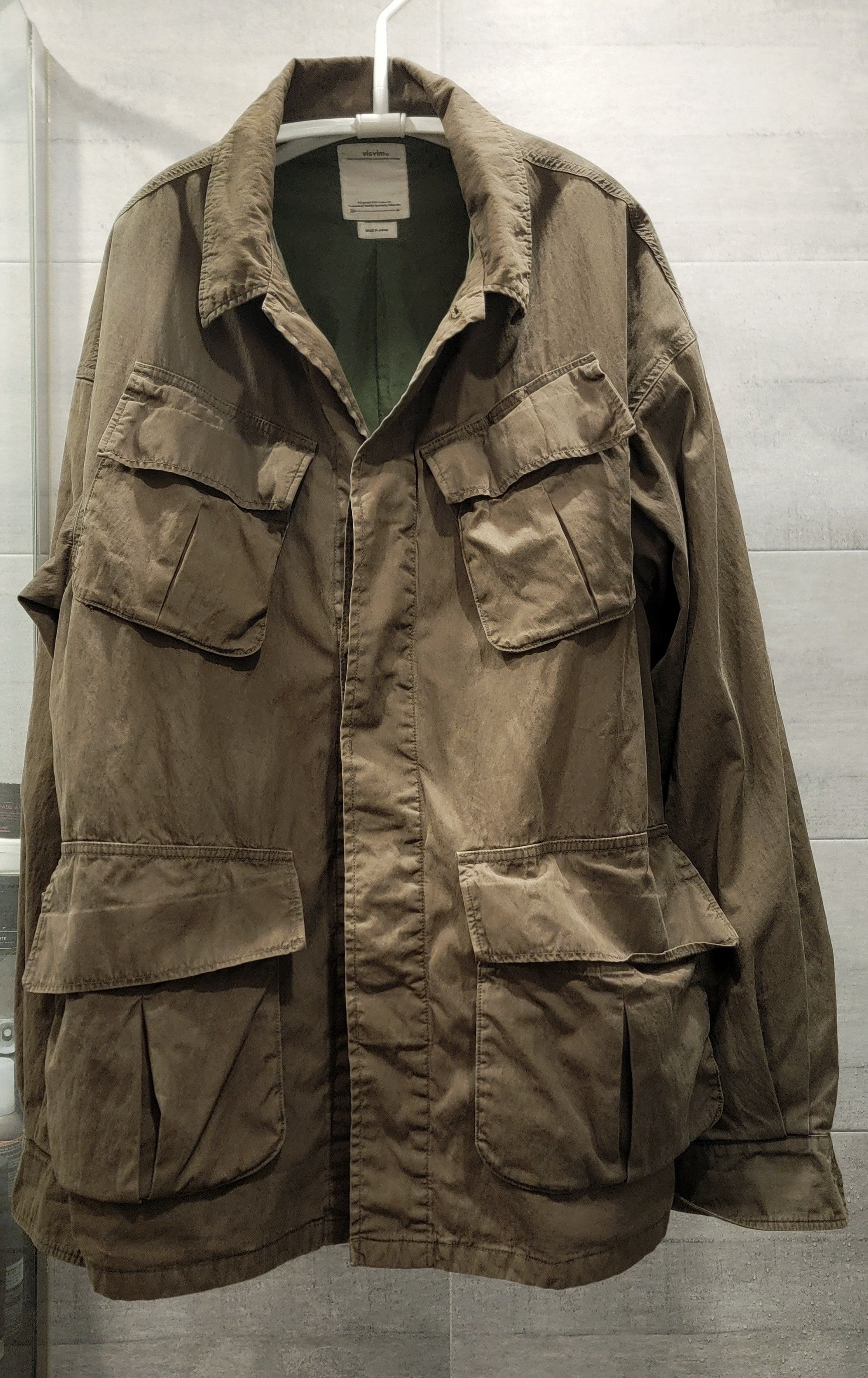 image of Visvim 22Ss Mud Dyed Tropical Combat Jkt 0122105013021 in Olive, Men's (Size 2XL)