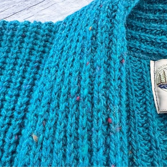 Vintage Vintage Wool “ALPS” Women's Teal Cardigan Boxy Sweater Size S / US 4 / IT 40 - 5 Thumbnail