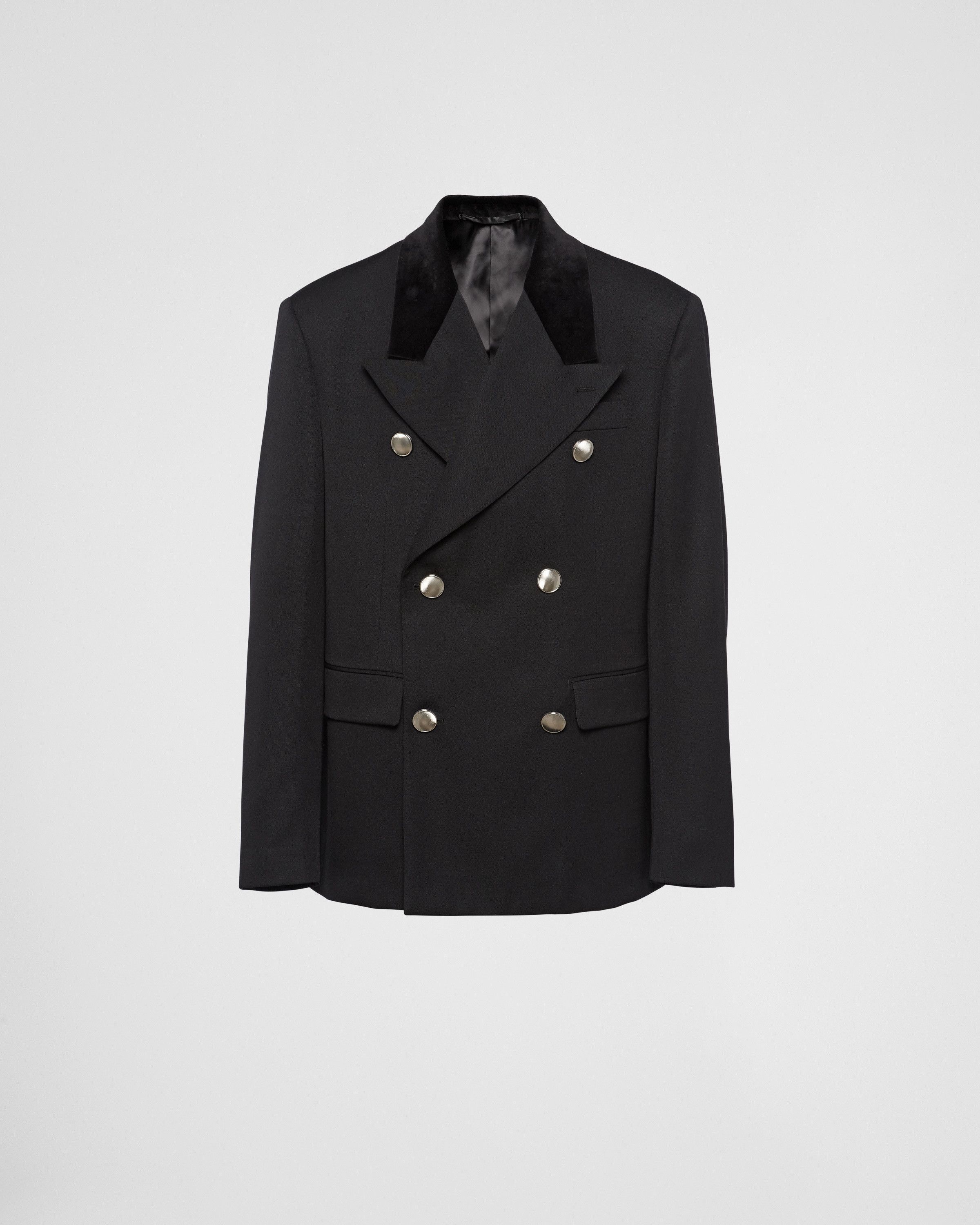 Prada oc11z0625 Double-Breasted Wool Jacket in Black Size US S / EU 44-46 / 1 - 1 Thumbnail