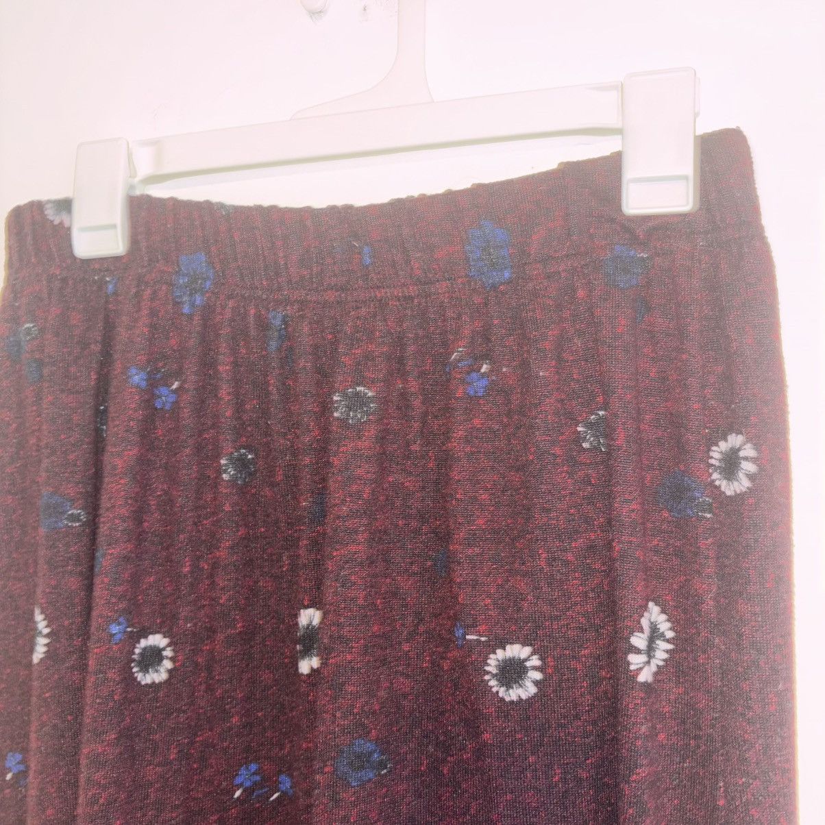 Other Purple Blue & White Soft & Stretchy Floral Maxi Skirt Size 42" / US 20 - 3 Thumbnail