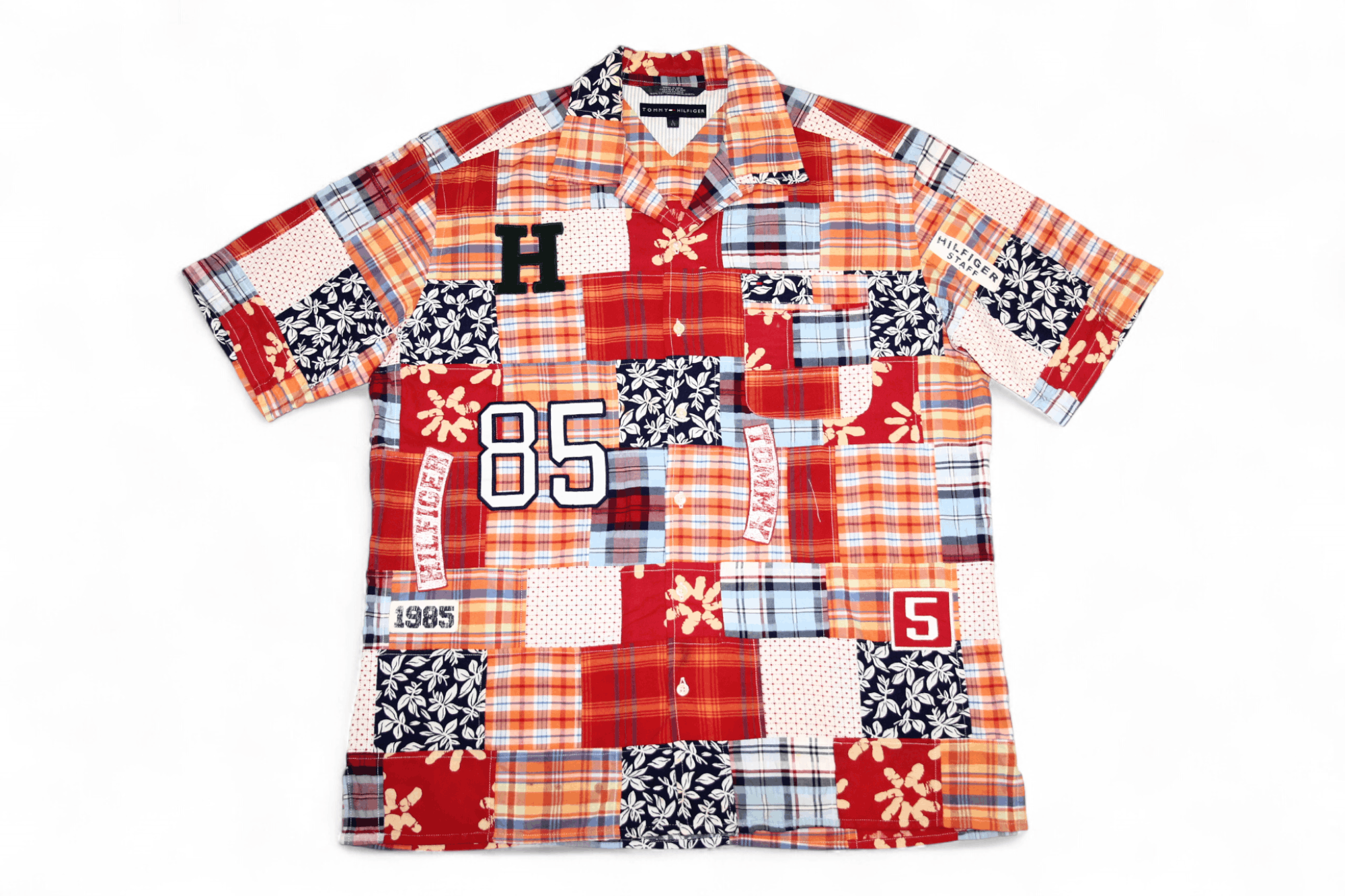 Tommy Hilfiger 💥Tommy Hilfiger Boro Sashiko Patchwork Hawaiian Shirt Size US XL / EU 56 / 4 - 1 Thumbnail