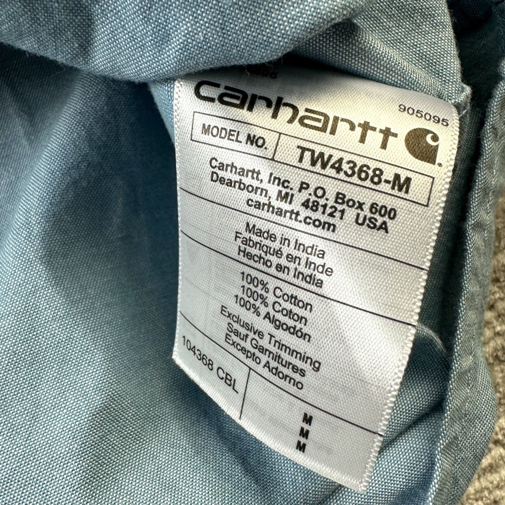 Carhartt Carhartt Shirt Mens Medium Blue Chambray Double Pocket Cotton Work Button-Up Workwear Size US M / EU 48-50 / 2 - 7 Thumbnail
