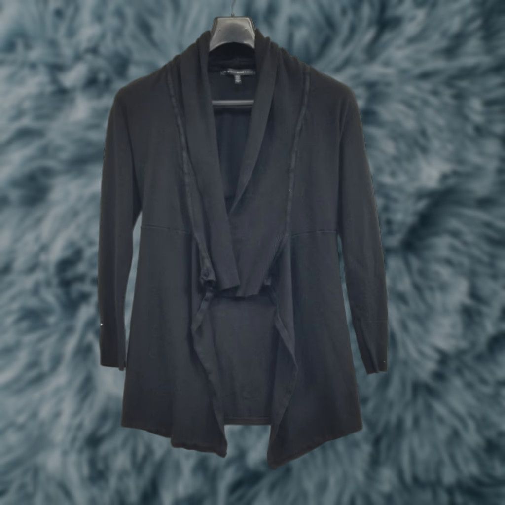 White House Black Market White House Black Market Cardigan Women's XS Open Front Button Sleeve Black Knit Size XS / US 0-2 / IT 36-38 - 1 Thumbnail