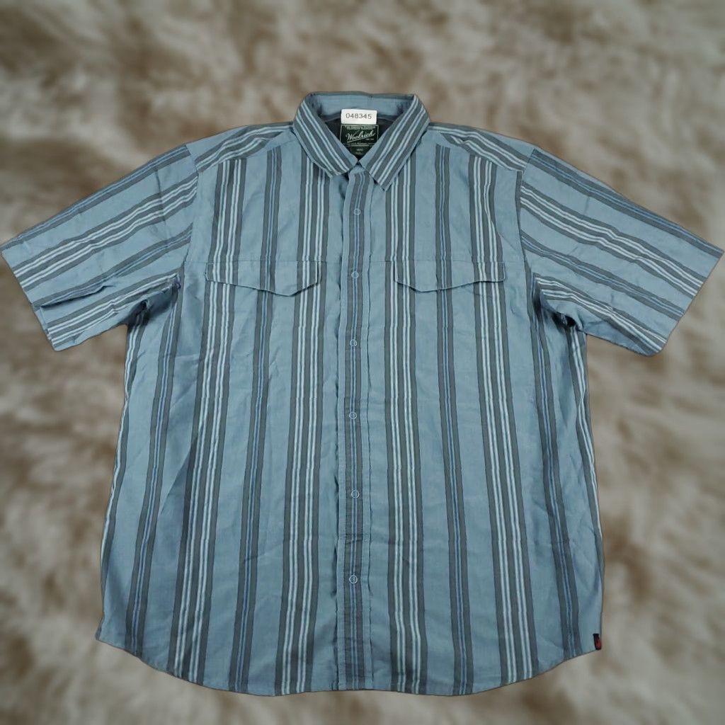 Vintage Woolrich Button-Up Shirt Mens Large Blue Striped Casual Short Sleeve Size US L / EU 52-54 / 3 - 1 Thumbnail