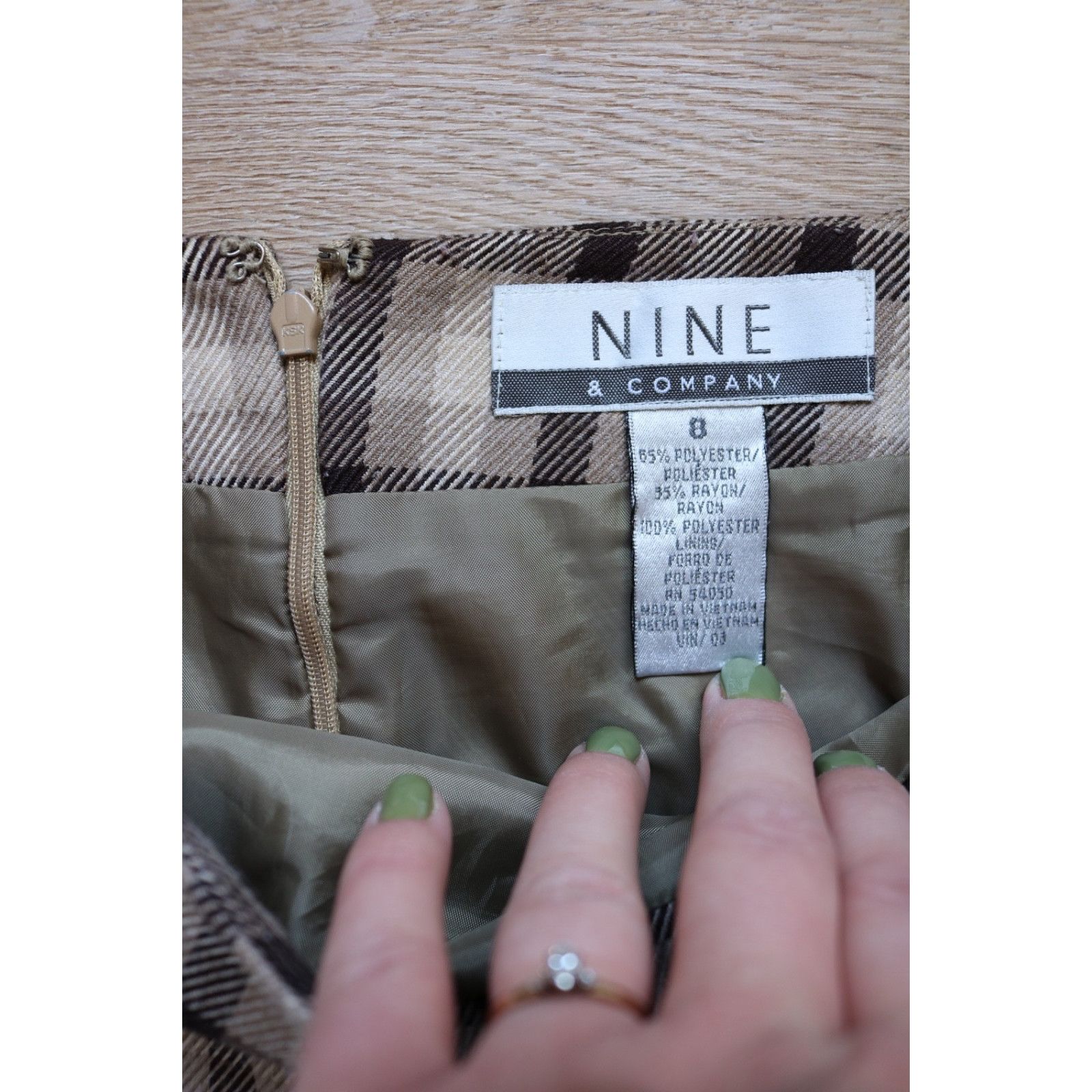 Other Beige and Brown Plaid Midi Pencil Skirt size 8 lined Size 30" / US 8 / IT 44 - 2 Thumbnail