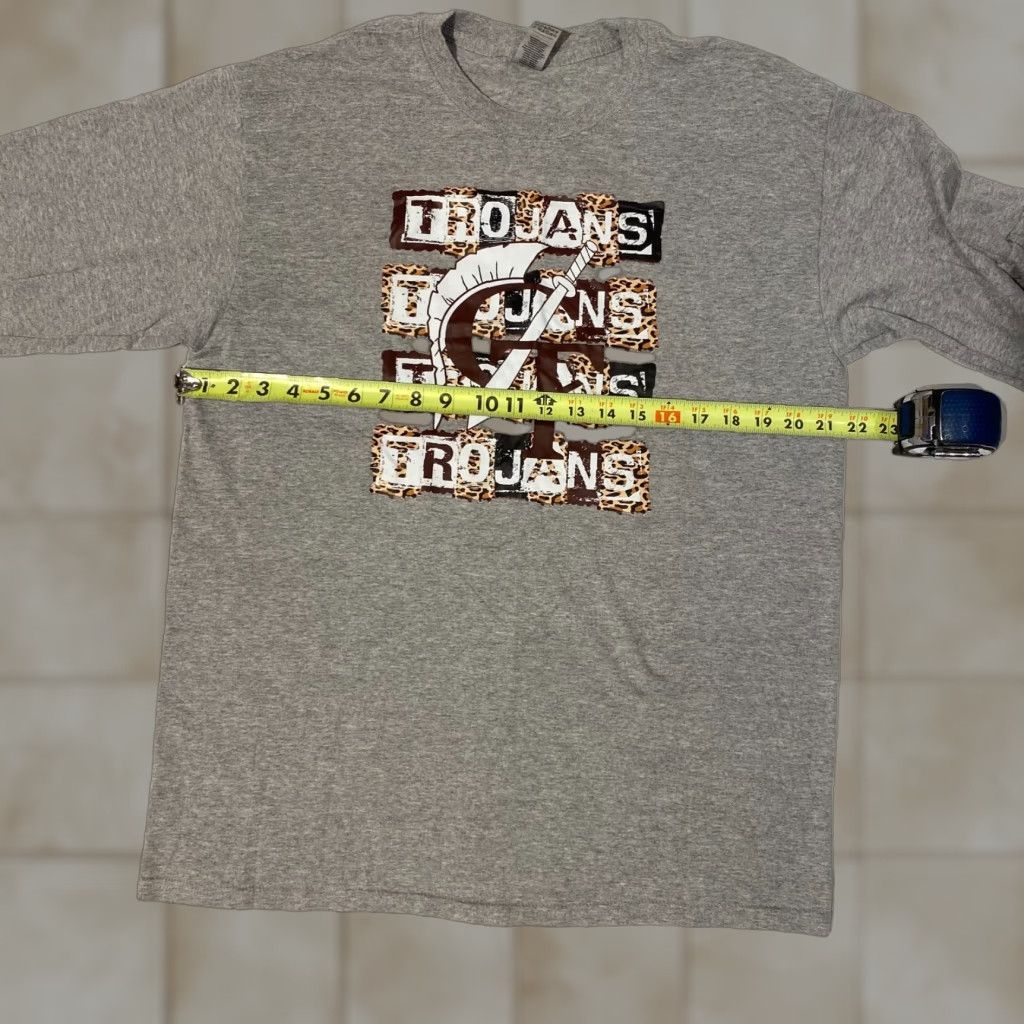 Gildan USC Trojans College Football Cheetah Print Logo Long Sleeve Gray Tshirt - L Size L / US 10 / IT 46 - 1 Thumbnail