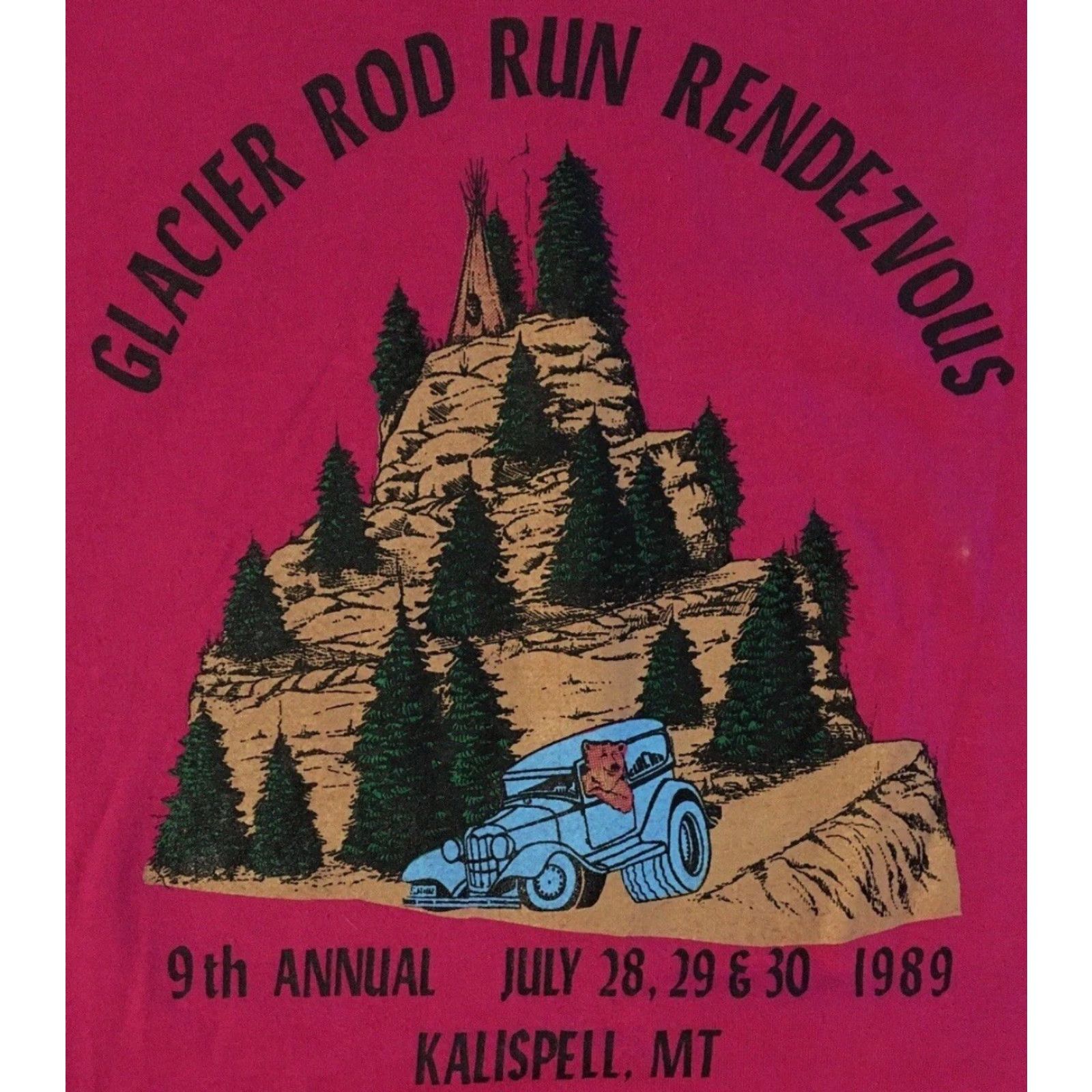 Vintage Vtg 80s Glacier Hot Rod Run Shirt XL USA Kalispell Montana Driving Car Grunge 90 Size US XL / EU 56 / 4 - 2 Thumbnail