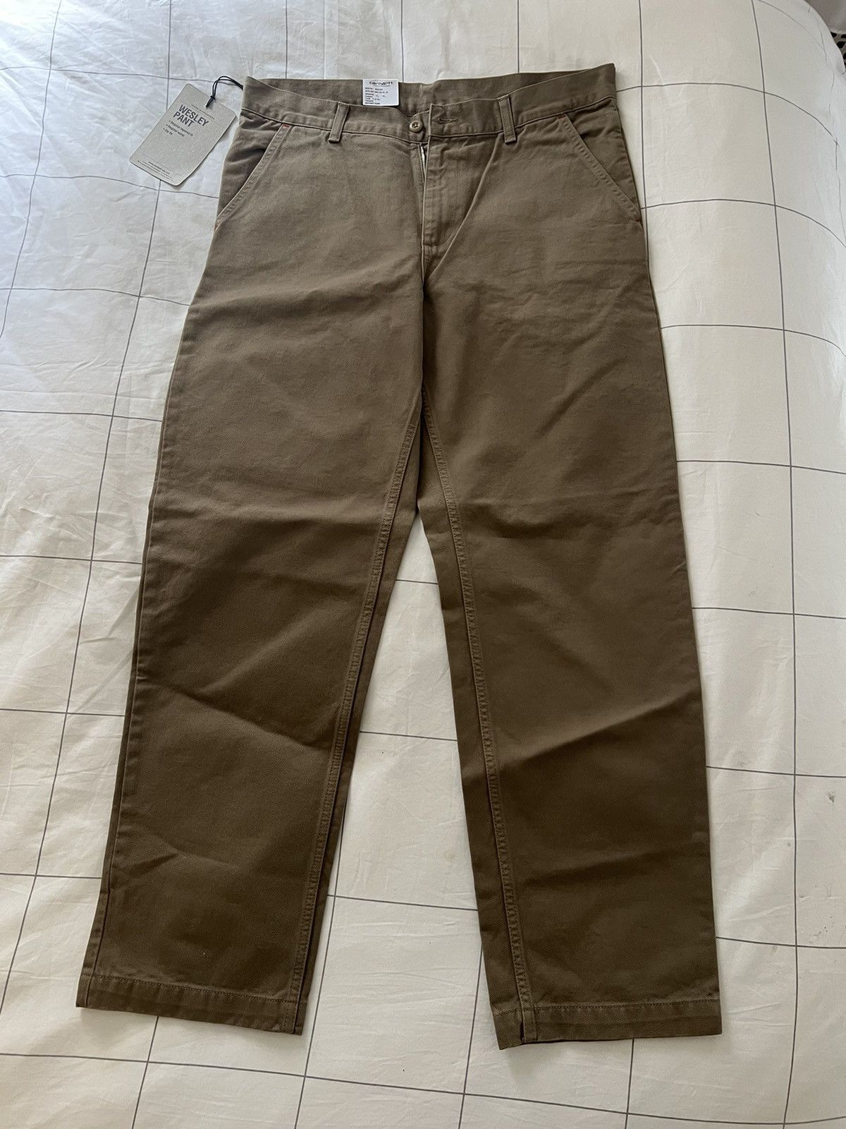 image of Carhartt Wip Wesley Pant Cotton Twill Size 33 In Tanami in Dark Tan, Men's