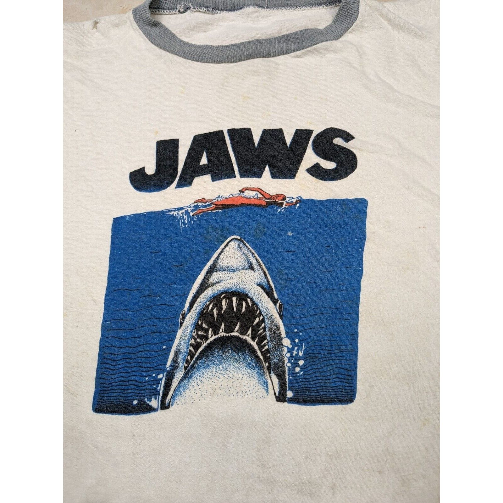 Other Vtg 1970s Jaws Promo Ringer T Shirt Horror Steven Spielberg Size US S / EU 44-46 / 1 - 2 Thumbnail