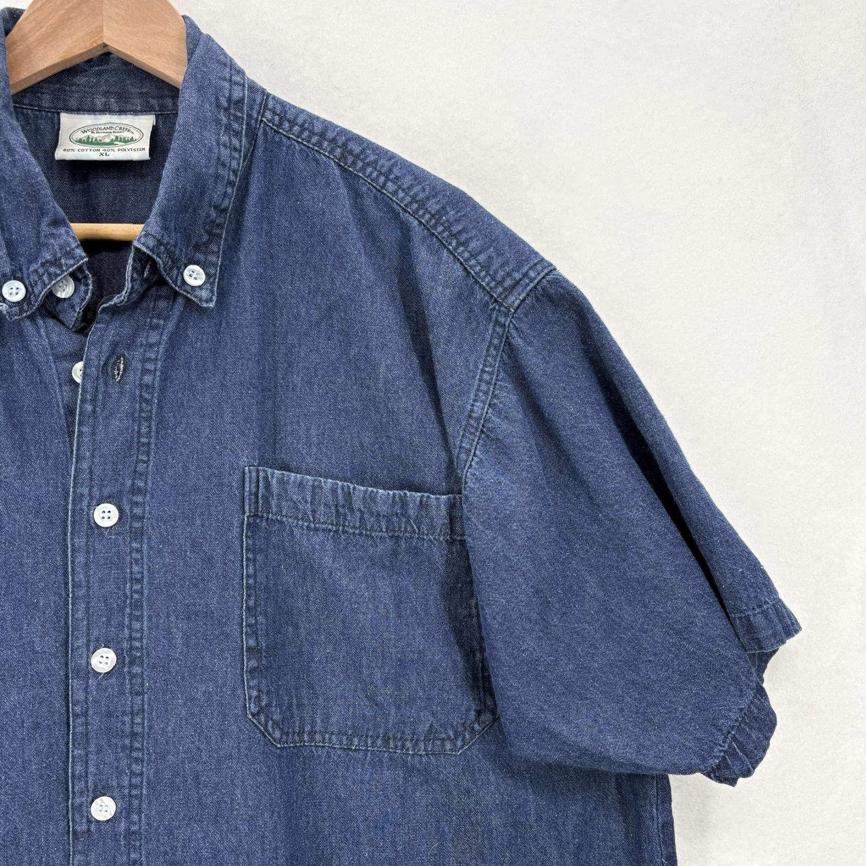 Vintage VINTAGE Woodland Creek Shirt Mens XL Blue Denim Short Sleeve Button Up Western Size US XL / EU 56 / 4 - 2 Thumbnail