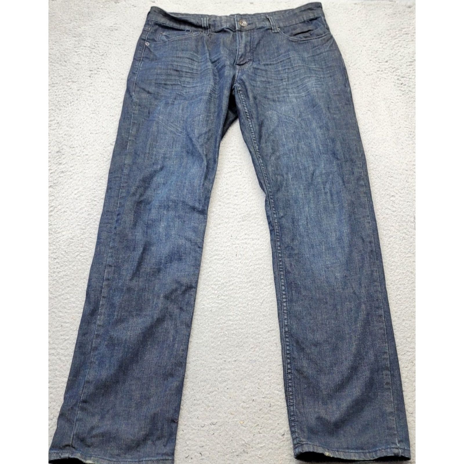 Vintage Urban Pipeline Jeans Mens 34/34 Blue Denim Relaxed Stretch Dark Wash Straight Leg Jeans Size US 34 / EU 50 - 2 Thumbnail