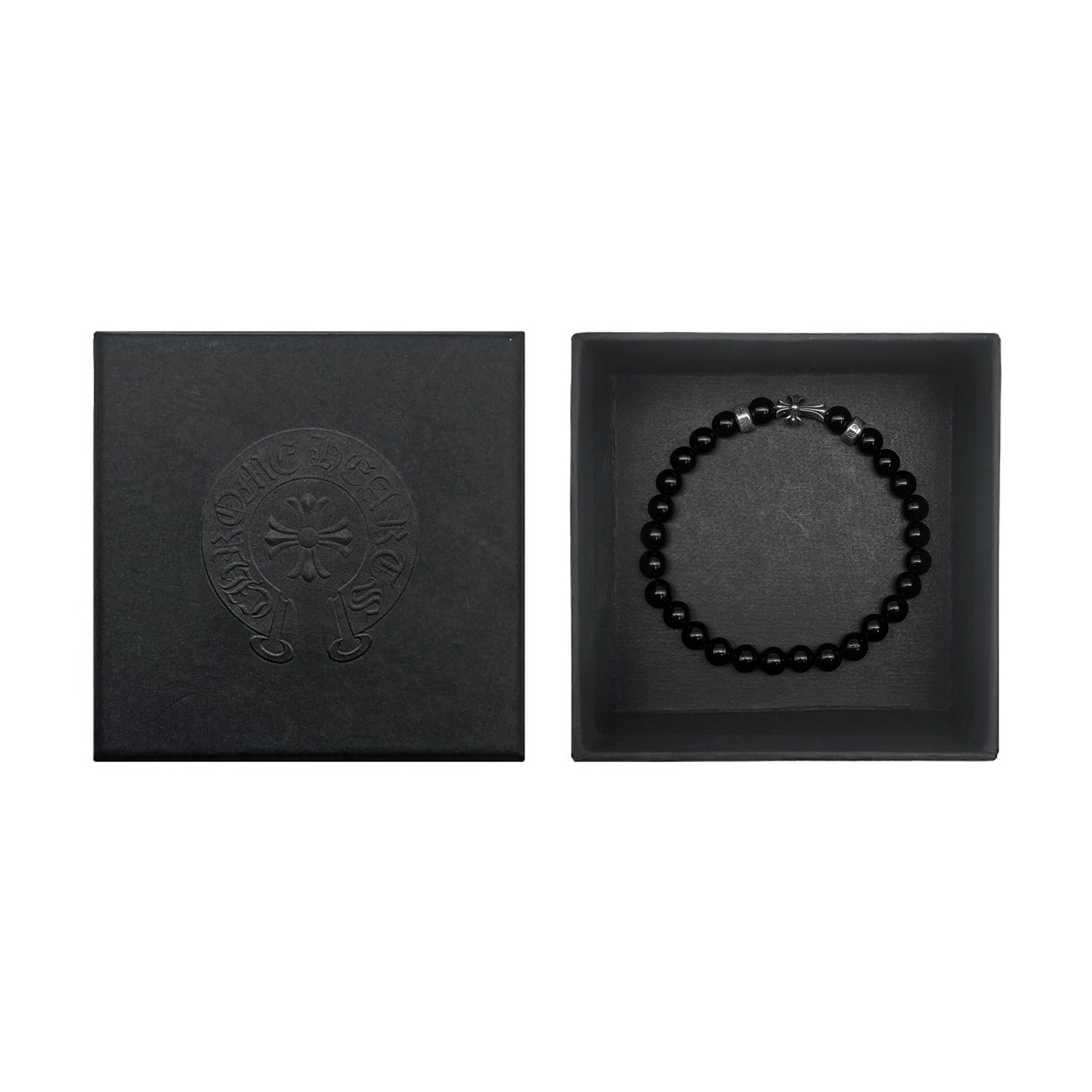 Chrome Hearts Chrome Hearts 6mm Obsidian 3 Silver Cross Bracelet Size ONE SIZE - 4 Thumbnail