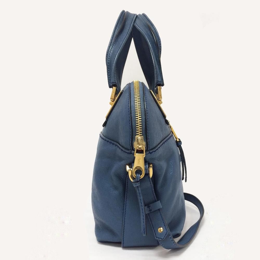 chloma CHLOE Angie Fjord Blue Leather Satchel Bag Size ONE SIZE - 2 Thumbnail
