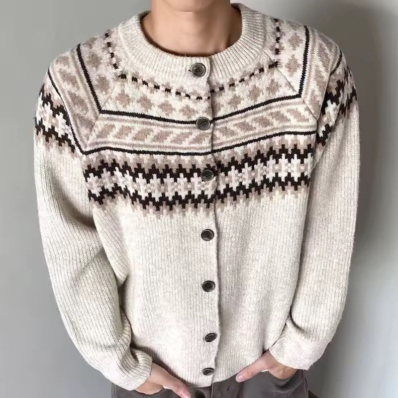 Other Knitted Vintage Retro Style Christmas Khaki Sweater Cardigan Size US M / EU 48-50 / 2 - 1 Thumbnail