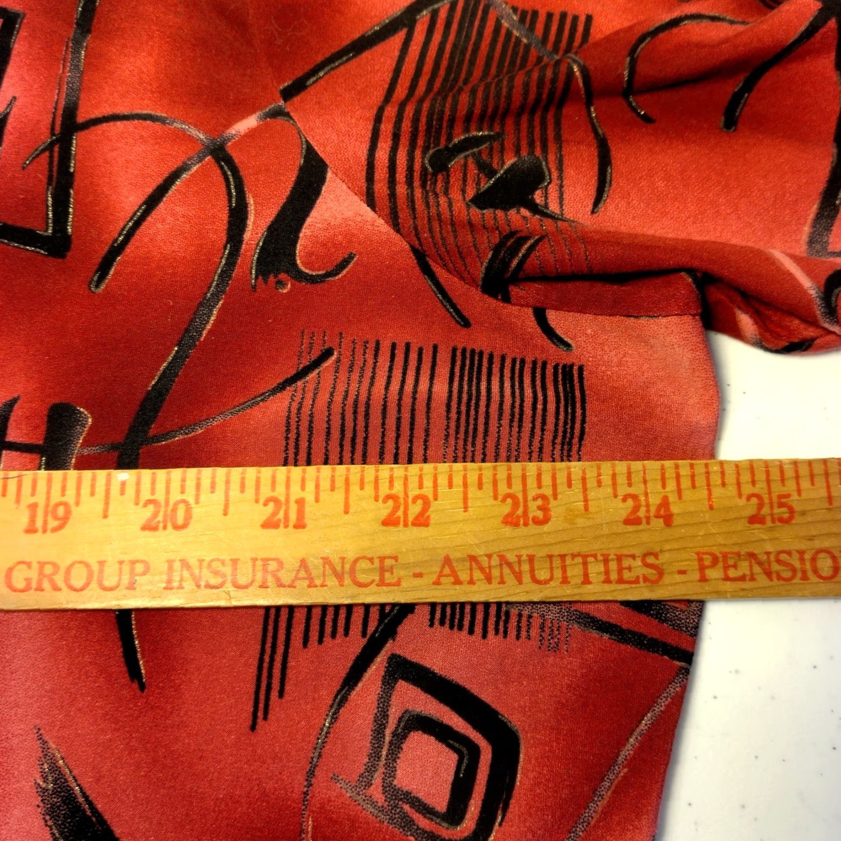 4SDESIGNS VINTAGE Abstract MKM Designs Shirt 2XL Plus Size Tunic Red Fultter Sleeve Gold Flaws Size XXL / US 16-18 / IT 52-54 - 4 Thumbnail