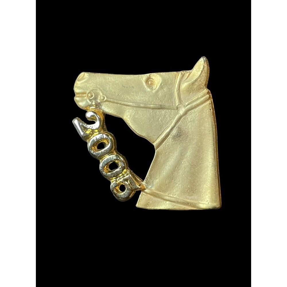 Jewelry × Vintage 2005 Gold Tone Horse Head Brooch Pin Size ONE SIZE - 1 Thumbnail