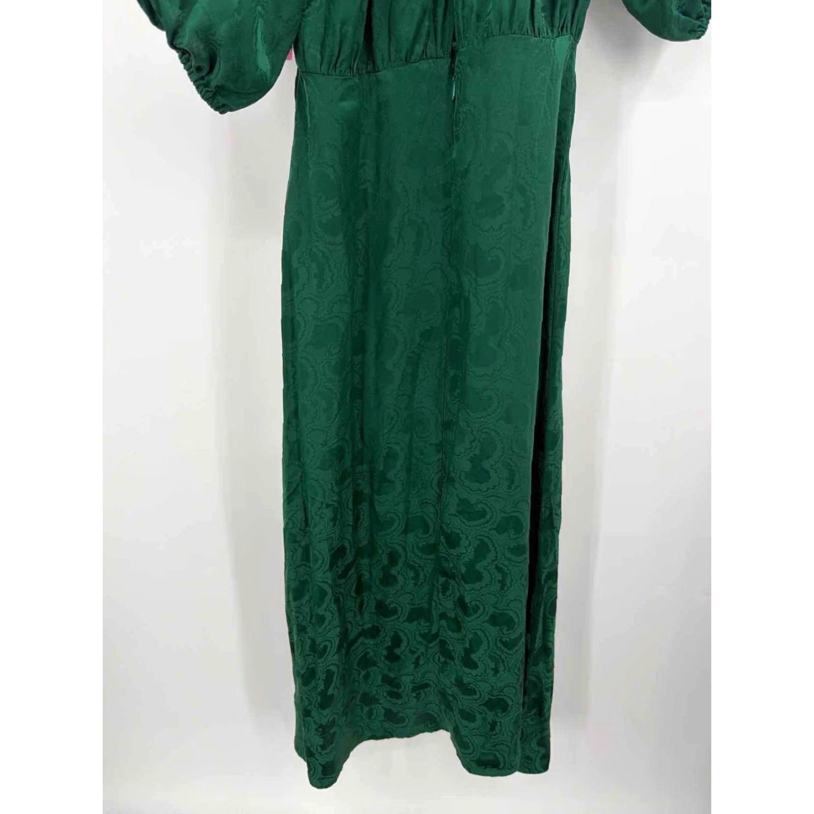 VINTAGE Pre-Owned Saloni Green Size 4 Shift Maxi Short Sleeve Dress
