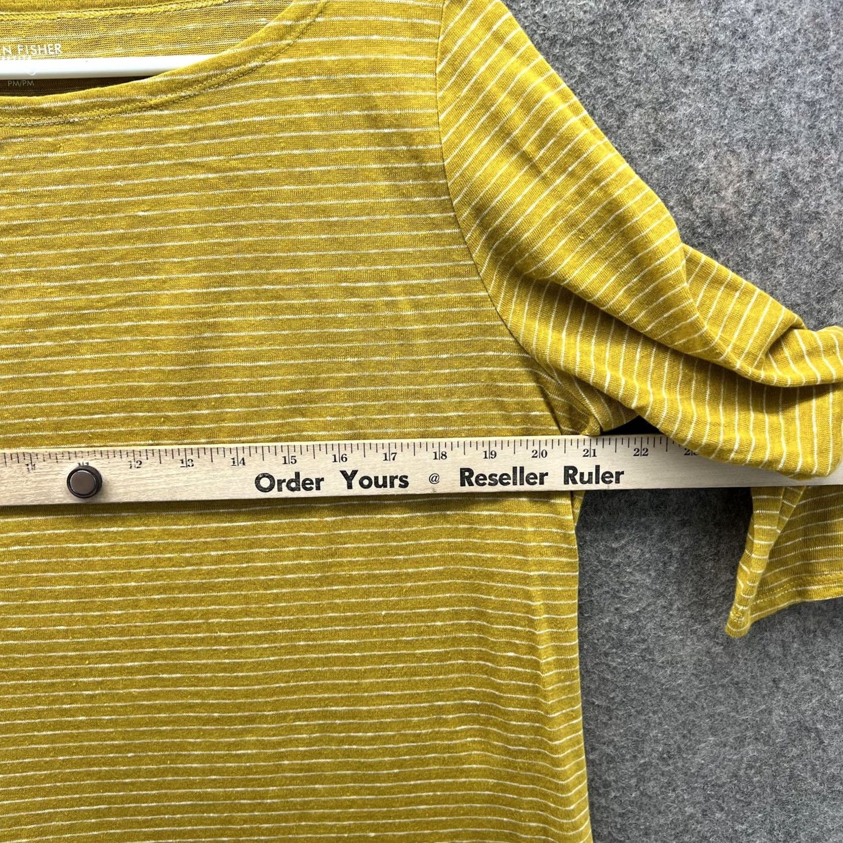 Eileen Fisher Eileen Fisher Shirt Womens PM Yellow Striped Boat Neck 3/4 Sleeve Tunic Jersey Size M / US 6-8 / IT 42-44 - 4 Thumbnail