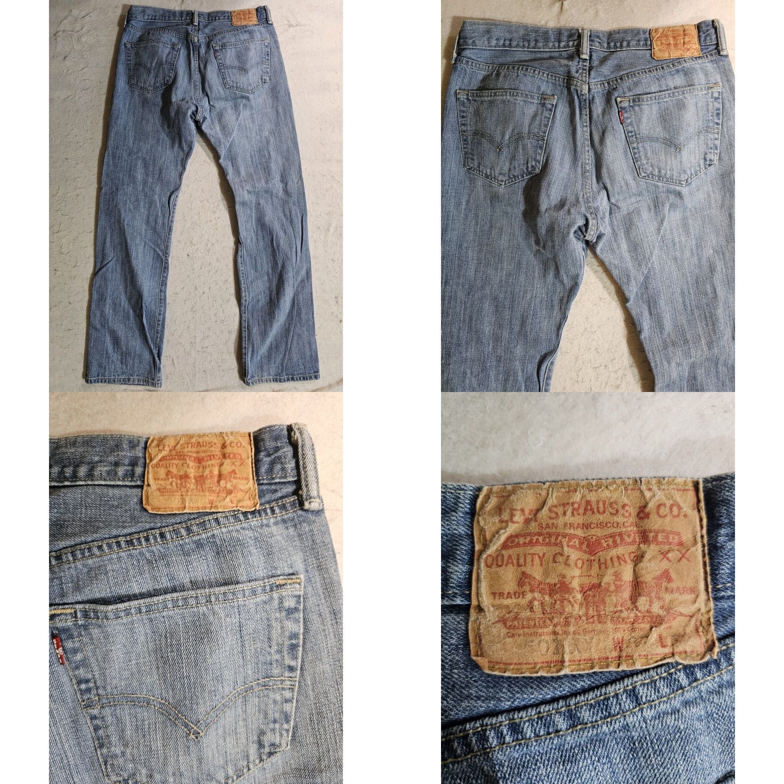 Levi's VINTAGE Levi 501 XX Jeans Mens 33x32 Blue Medium Wash Denim Cotton 90s USA Style Regular Waist 34 Inseam 32 Straight Distressed 5-Pocket Size US 33 - 8 Thumbnail