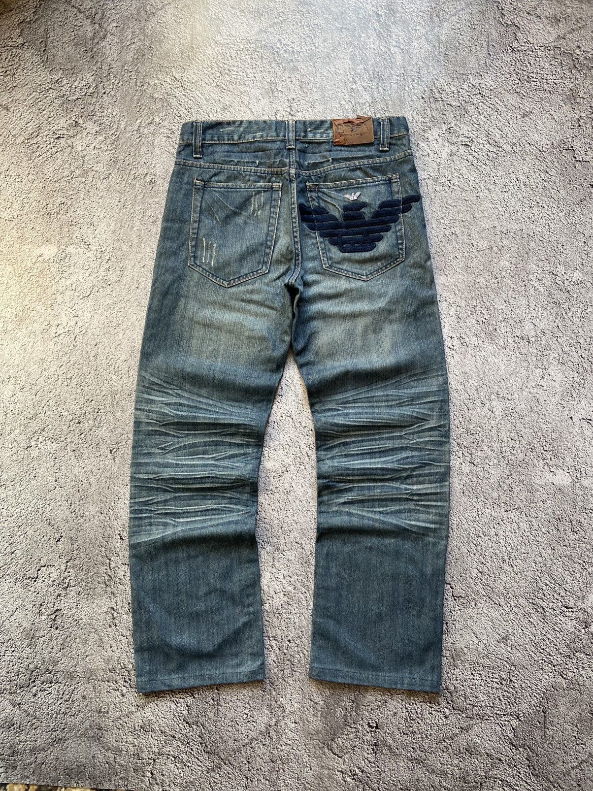 90s〜 ARMANI JEANS archive y2k 短丈 変形 希少 Vintage ARMANI JEANS Y2K Blue Jeans - Etsy