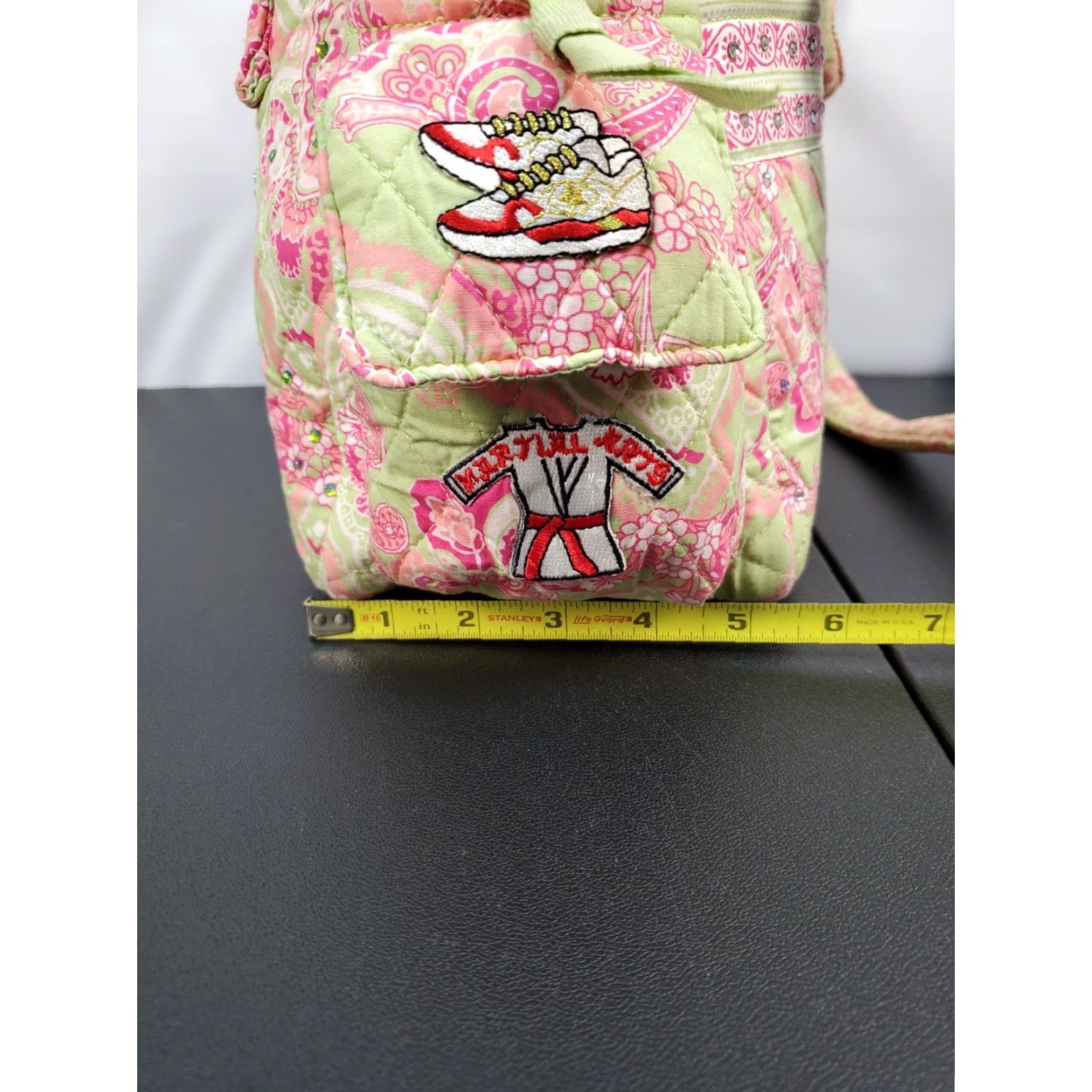 Vintage VINTAGE Zumba Lemon Hill Shoulder Bag with Patches Womens Green Pink Paisley Zip Closure Size ONE SIZE - 6 Thumbnail