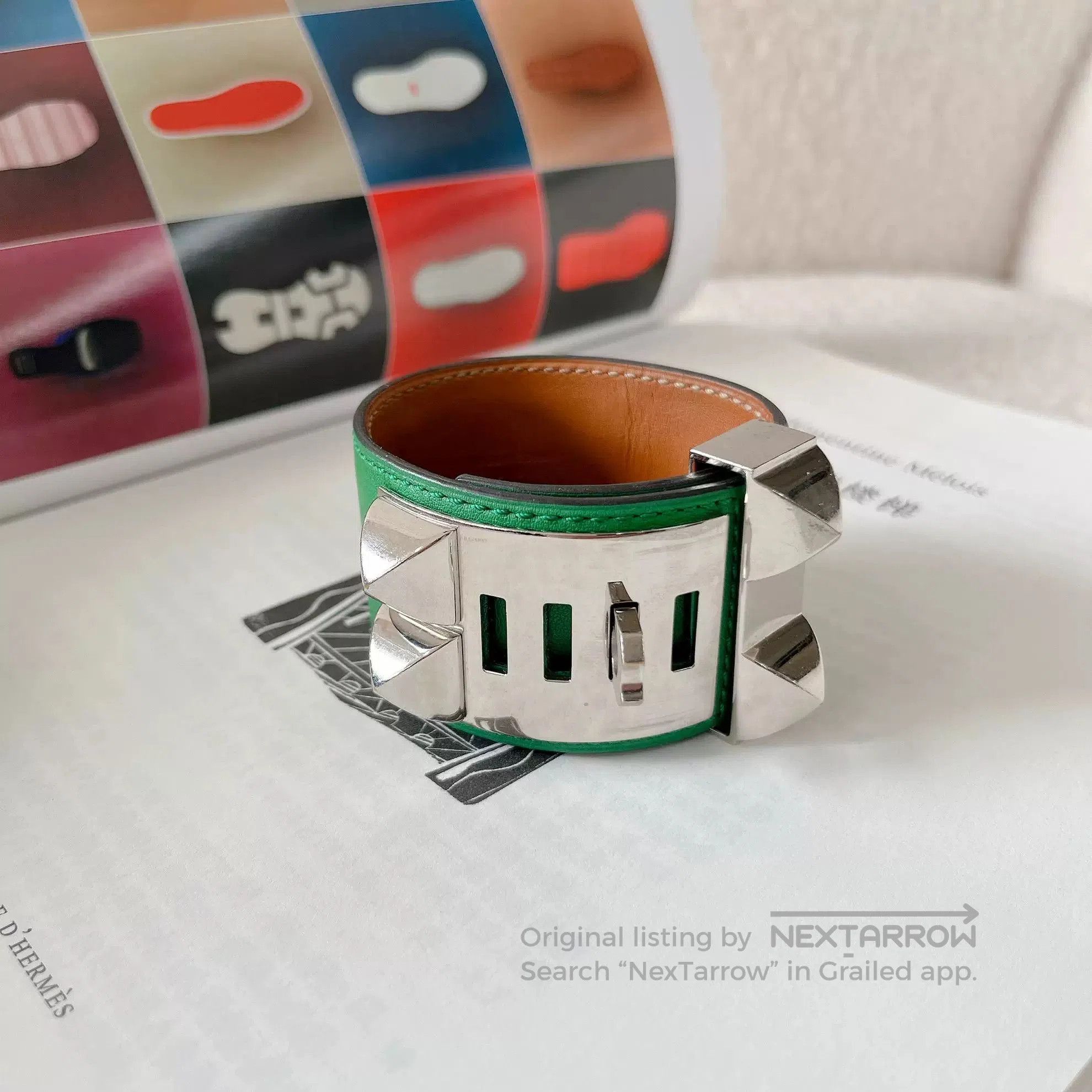 Hermes Collier de Chien Green Bracelet.