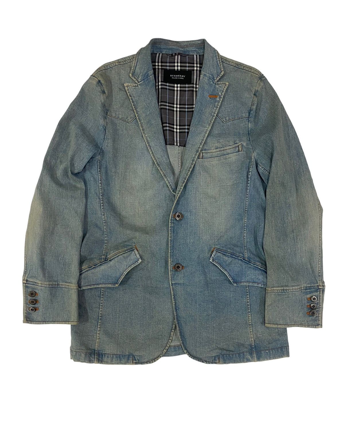 Burberry Vintage Denim Jacket Logo Faded Sz L | eBay