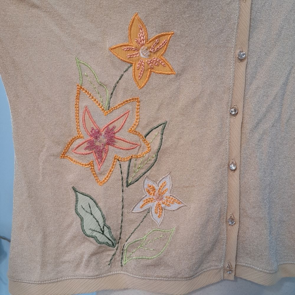 Other Vintage Intuitions Y2K Button Down Floral Stitch Lawn Party Size XL / US 12-14 / IT 48-50 - 9 Thumbnail