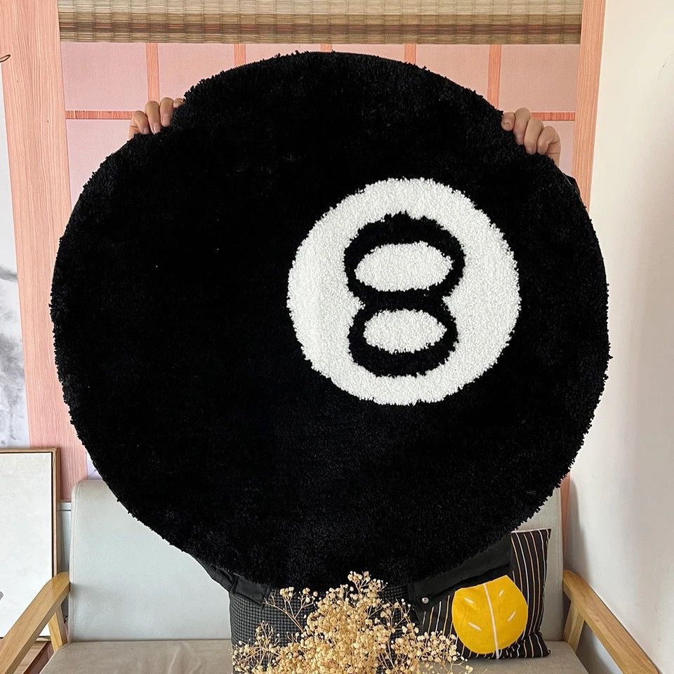 Japanese Brand Black 8 BALL rugs Soft Tufted Rug Cute Size ONE SIZE - 1 Thumbnail