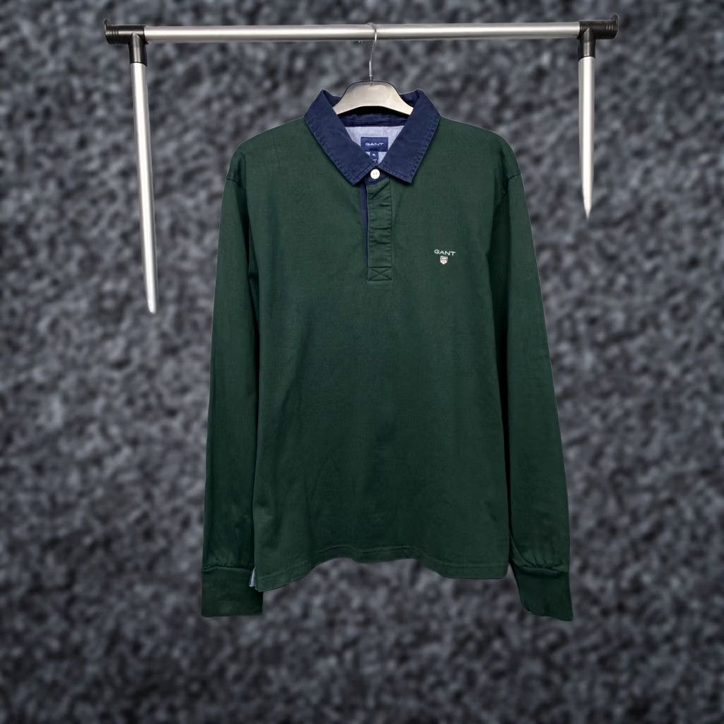 Gant Gant Vintage Mens Rugby Long Sleeve Polo Shirt XL Green Polo Rugby XL Mens Boys Womens Ladies Size US XL / EU 56 / 4 - 1 Thumbnail
