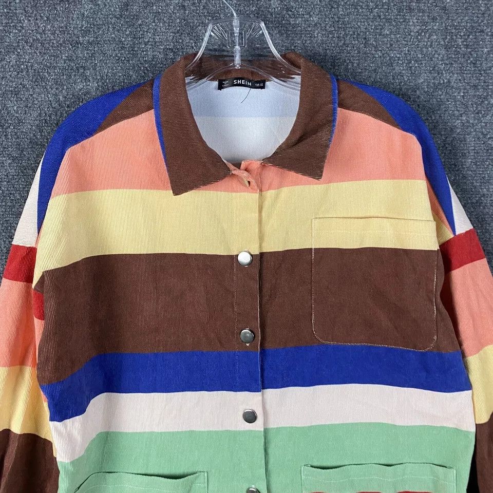 Shein Shein Corduroy Shirt Women's XS Button Up Colorblock Size XS / US 0-2 / IT 36-38 - 2 Thumbnail