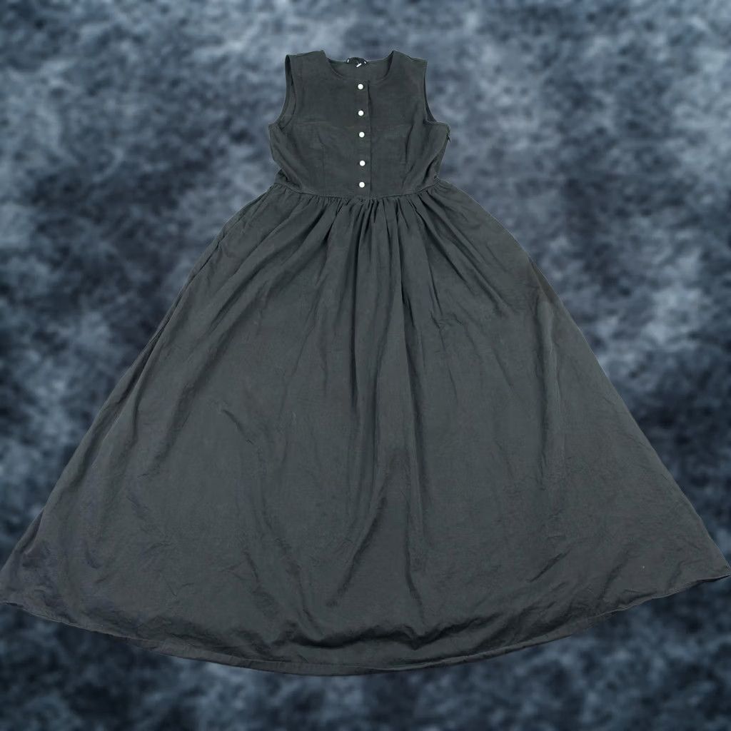 Vintage Sister Jane Dress Womens Small Black Sleeveless Fit & Flare Maxi Front Buttons VTG Dress Size S / US 4 / IT 40 - 1 Thumbnail