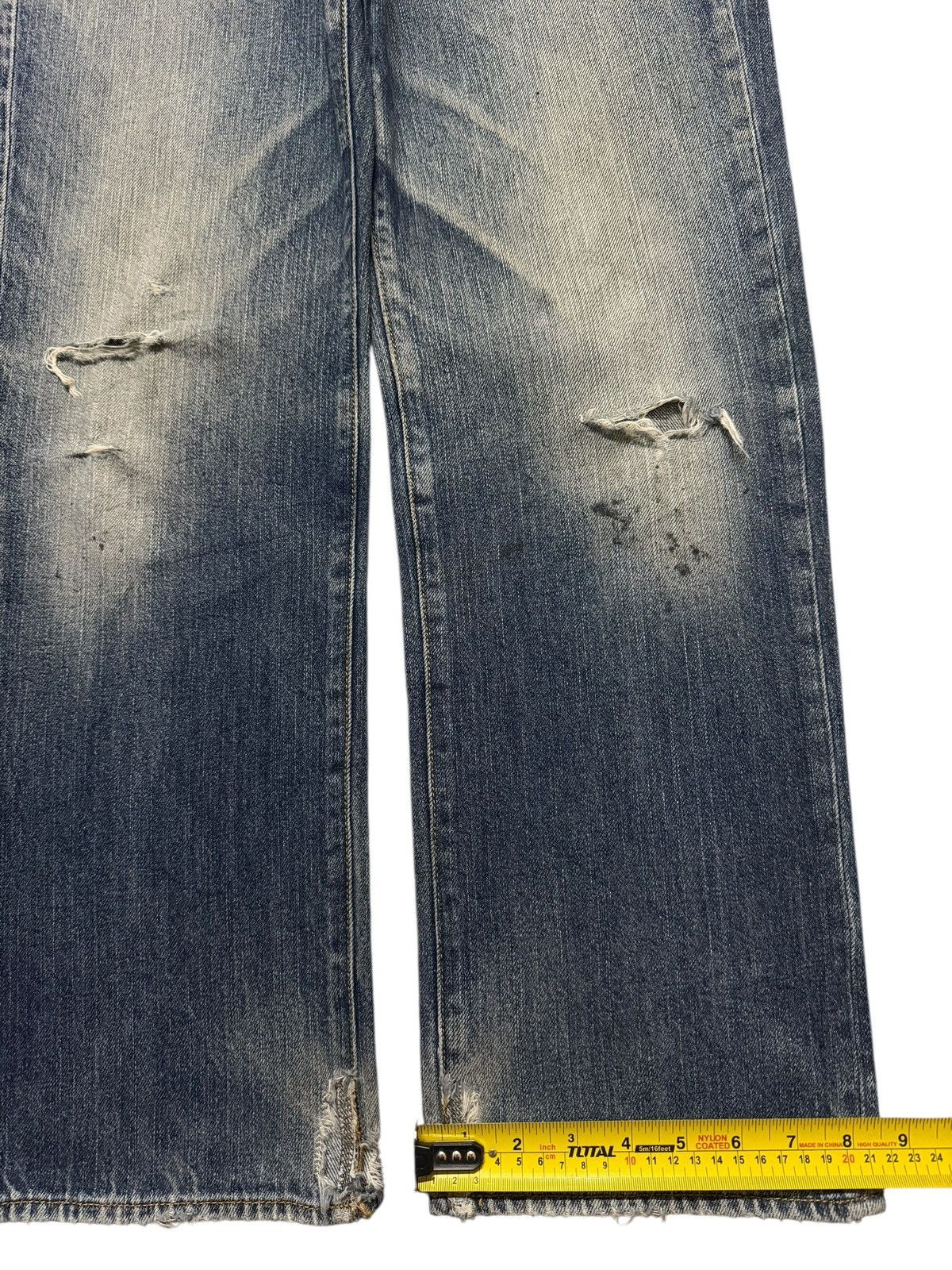 GU Vintage Y2K Japanese GU Faded Wash Distress Wide Leg Loose Size US 33 - 13 Thumbnail