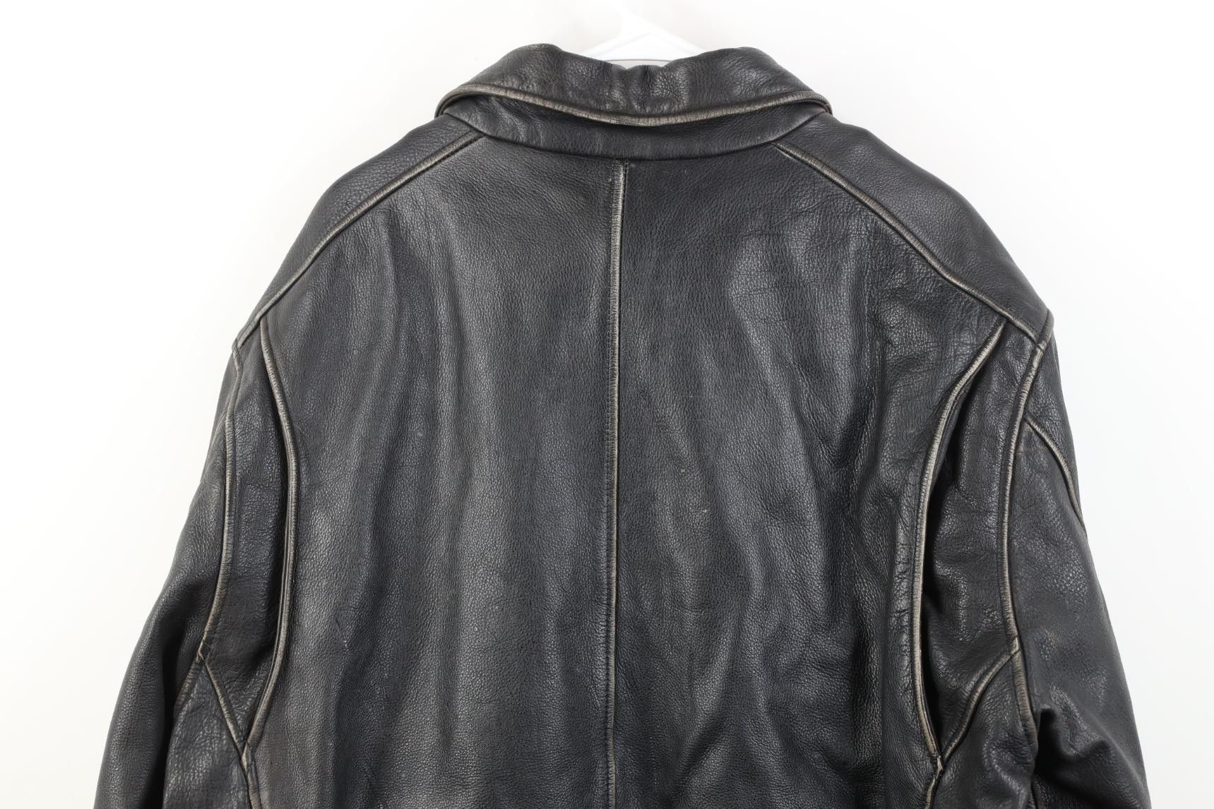 Vintage Vintage 90s Y2K Streetwear Leather Bomber Jacket Black Size US XL / EU 56 / 4 - 17 Thumbnail