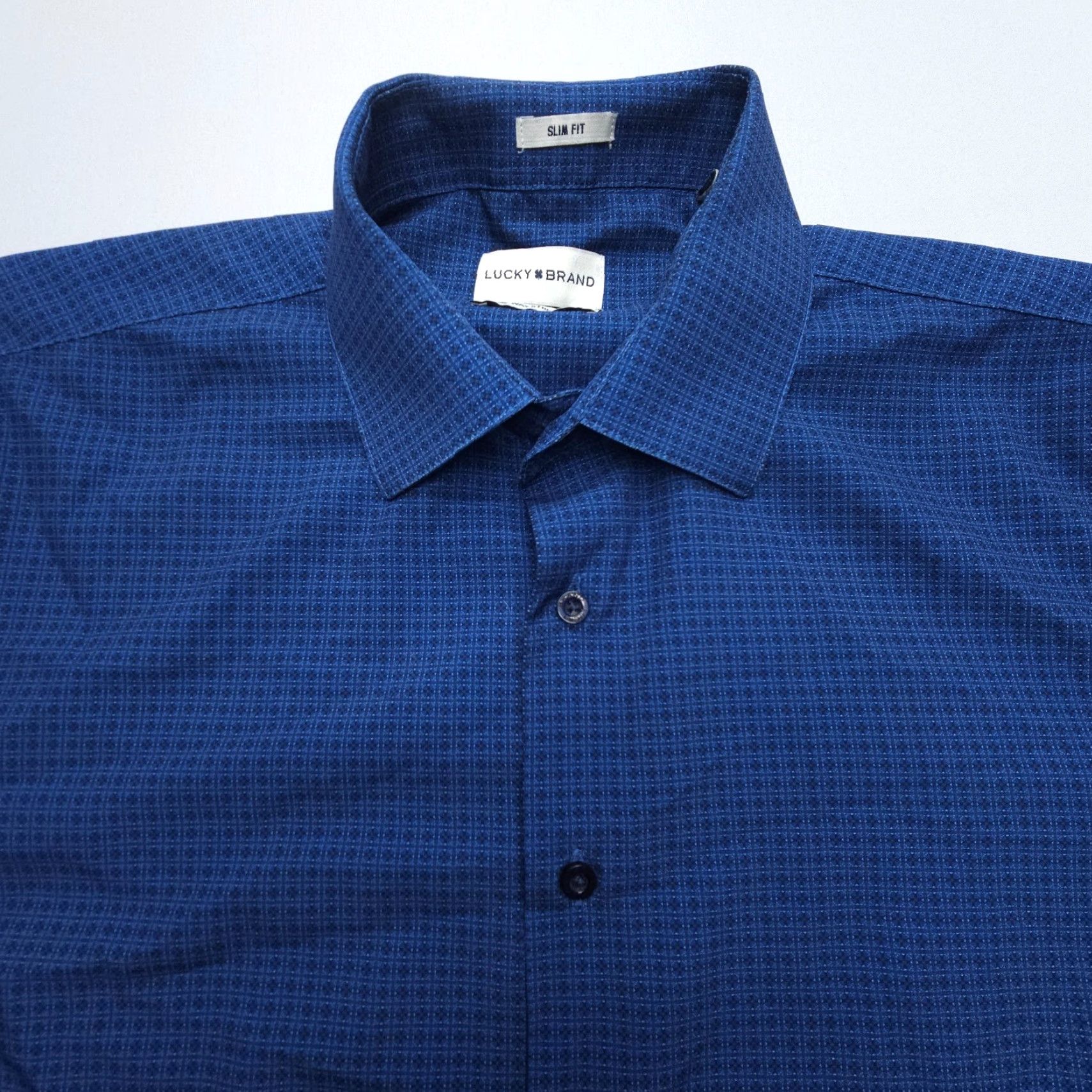Lucky Brand Lucky Brand Shirt Mens Medium Slim 4 Way Stretch Long Sleeve Button Blue Print Size US M / EU 48-50 / 2 - 4 Thumbnail