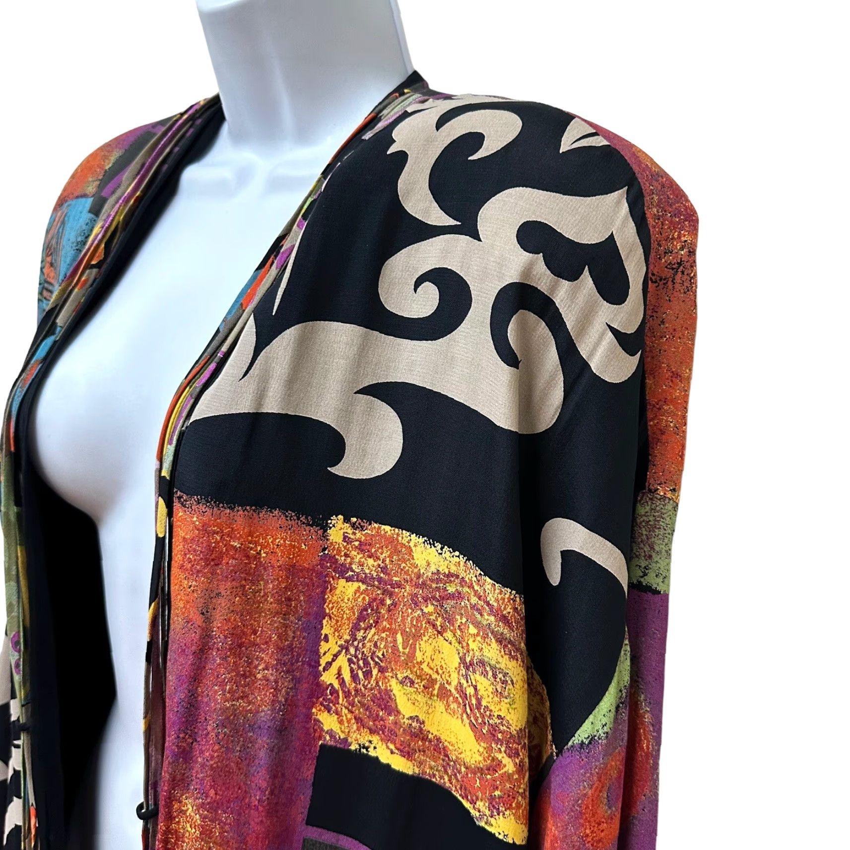 Vintage VINTAGE Dorothy Schoelen Long Tunic Jacket Multi Print Artsy Oversized S Jacket Womens Size S / US 4 / IT 40 - 2 Thumbnail