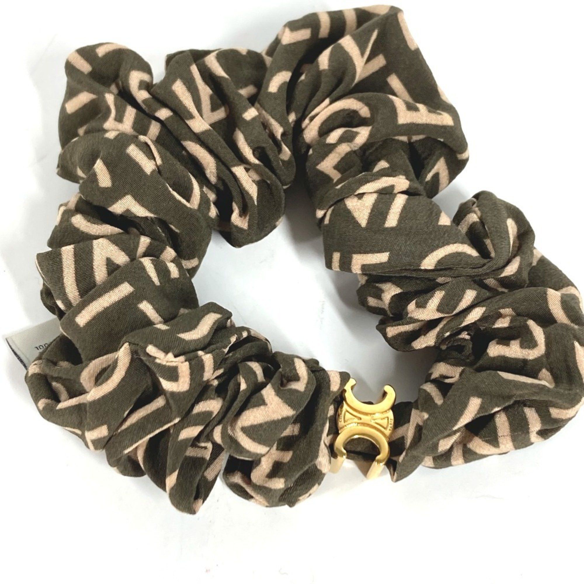 Celine Celine Triomphe Scrunchie Hair Accessory Silk Beige  display picture 2
