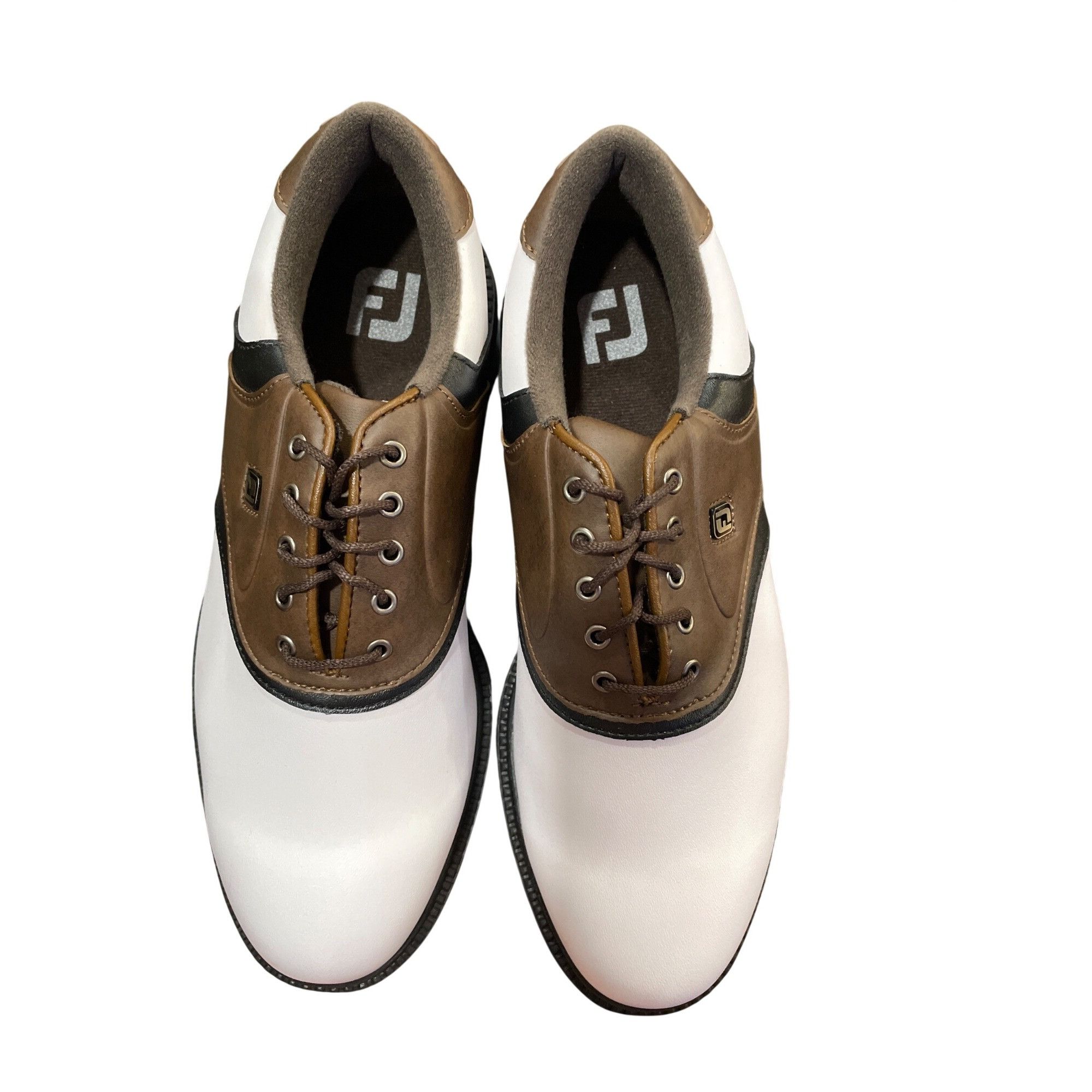 Footjoy Foot Joy mens white brown leather rubber golf shoes sneakers Size US 8.5 / EU 41-42 - 15 Thumbnail