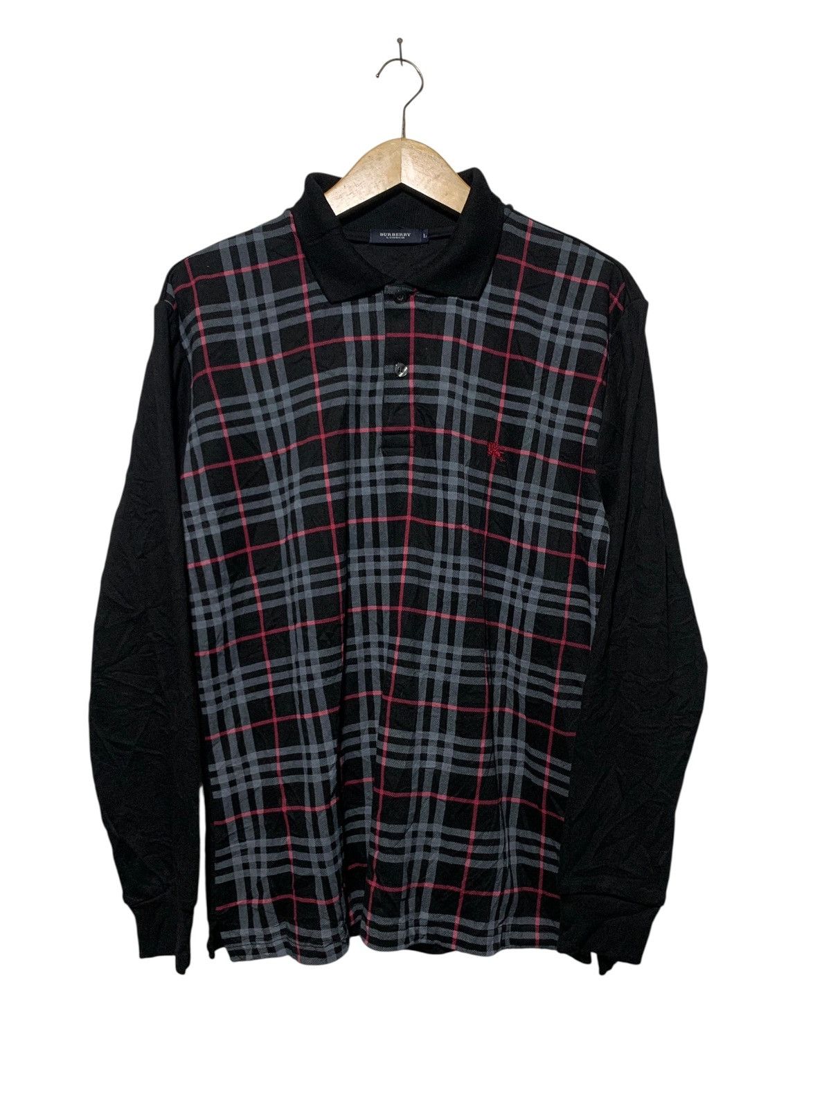Burberry Vintage Burberry London black novacheck longsleeve polos Size US M / EU 48-50 / 2 - 1 Thumbnail