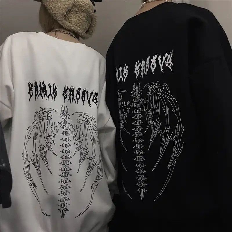 Japanese Brand × Vintage Punk Black Sweatshirts Tops Gothic Grunge Oversized Hoodie Size US L / EU 52-54 / 3 - 2 Thumbnail