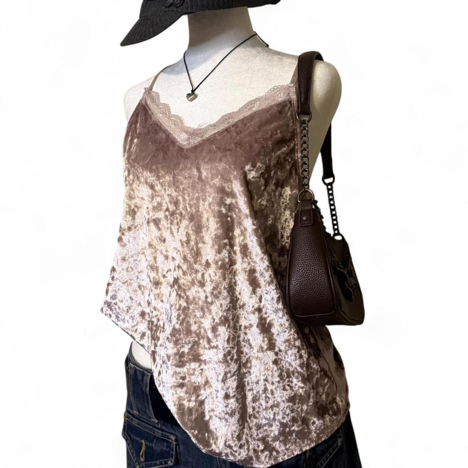 Other 🤎 velvet lace cami top 🤎 Size L / US 10 / IT 46 - 2 Thumbnail