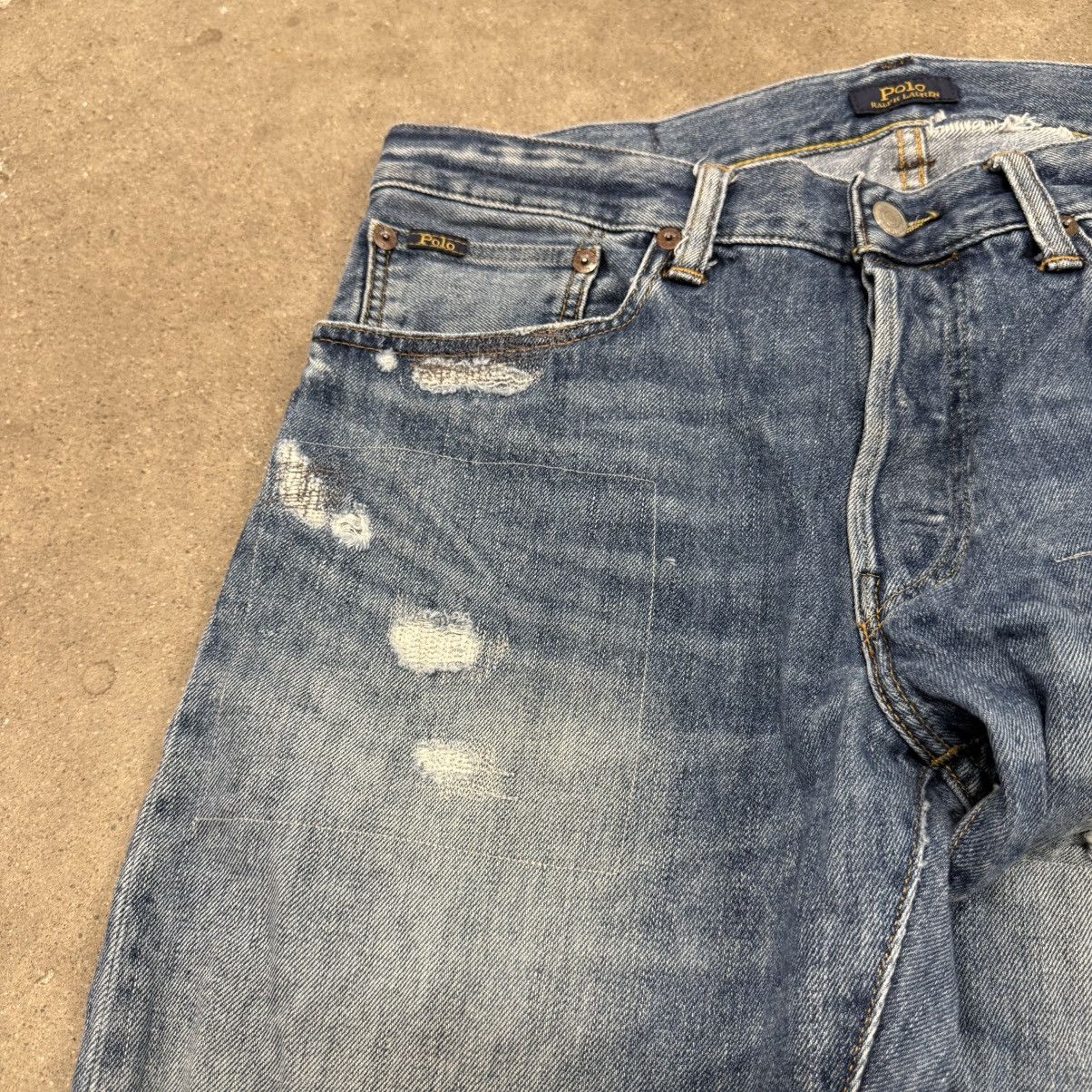 Japanese Brand POLO RALPH LAUREN VARICK SLIM REPAIRED PATCHWORK JEANS Size US 31 - 4 Thumbnail
