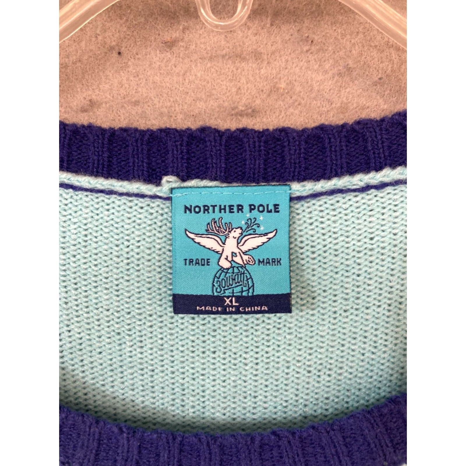 Poler Norther Pole Sweater Mens XL Blue Christmas Geometric Knit Pullover Size US XL / EU 56 / 4 - 5 Thumbnail