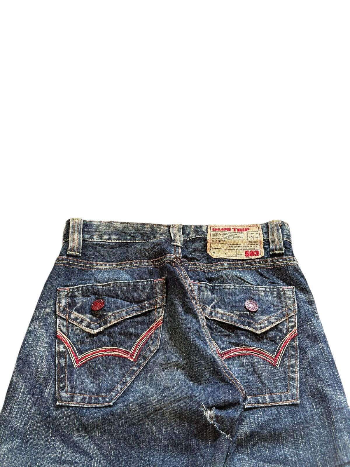 Edwin Vintage Edwin Blue Trip Mud Wash Distress Flare Jeans Size US 30 / EU 46 - 9 Thumbnail