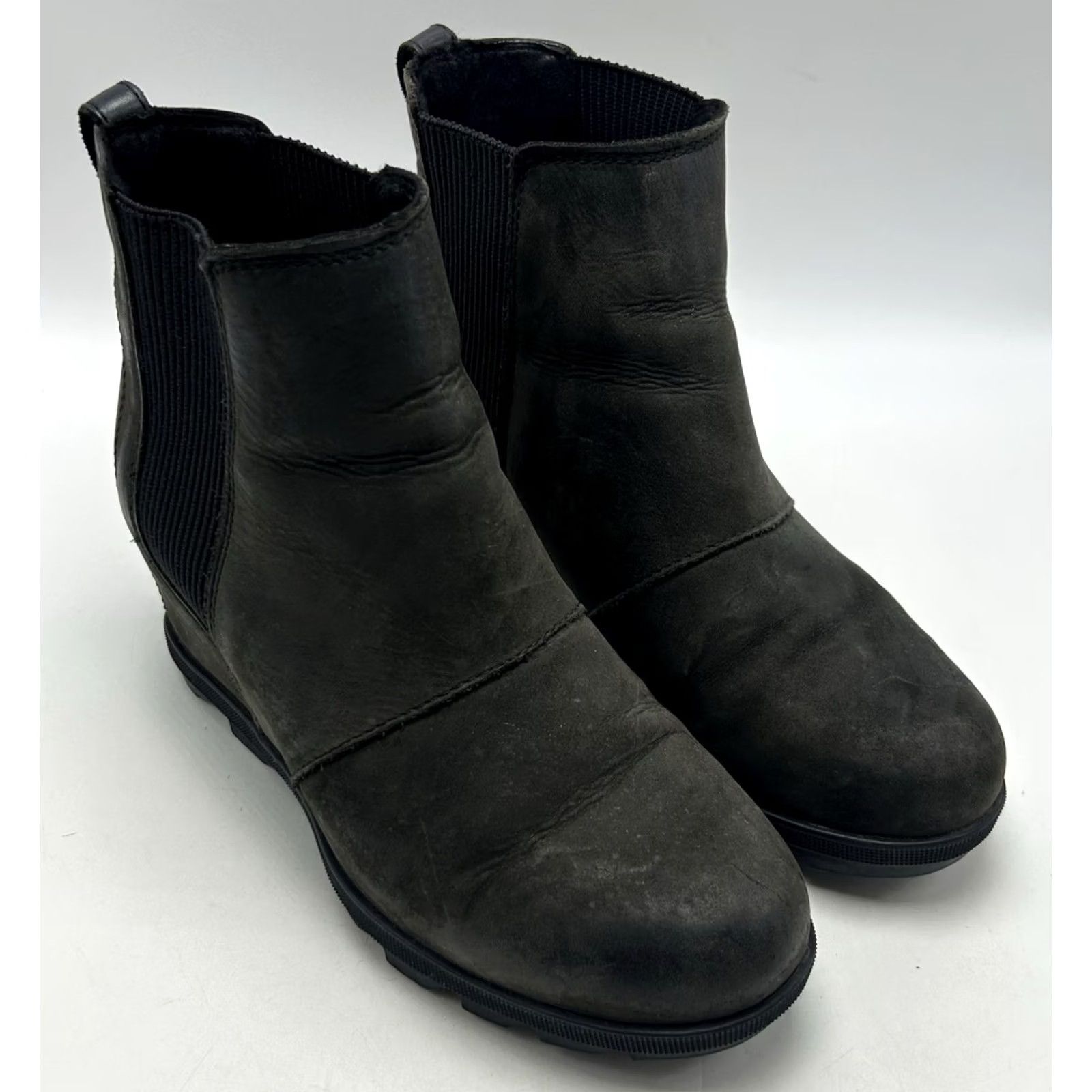 SOREL Sorel Chelsea Boots Womens 8 M Joan of Arctic Wedge II Black Nubuck Leather Size US 8 / IT 38 - 2 Thumbnail