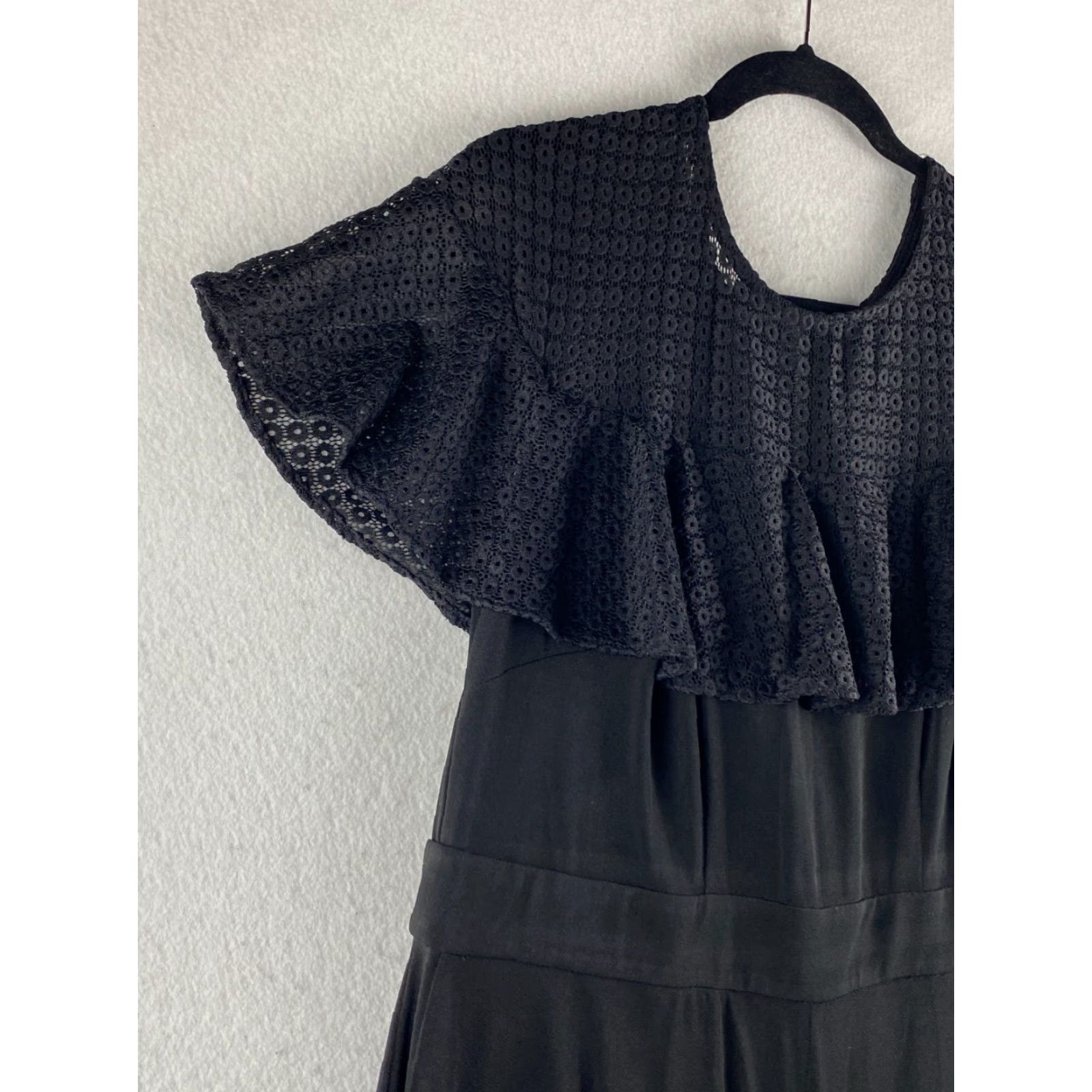Vintage Lane Bryant Romper Womens 14 Black Wide Legged Crochet One Piece Pockets Casual Size 36" / US 14 / IT 50 - 4 Thumbnail