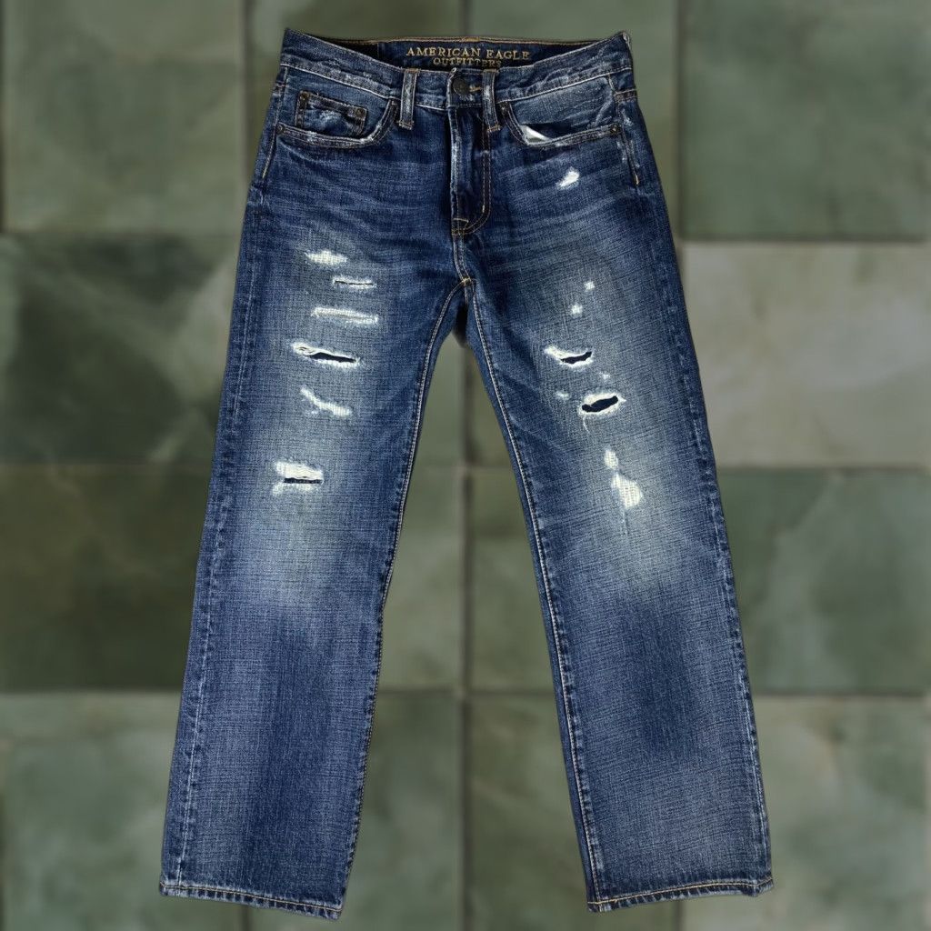 American Eagle Outfitters American Eagle Jeans Men 26x28 Blue Straight Fit Denim Casual Mid Rise Cotton 2010s Size US 26 / EU 42 - 1 Thumbnail