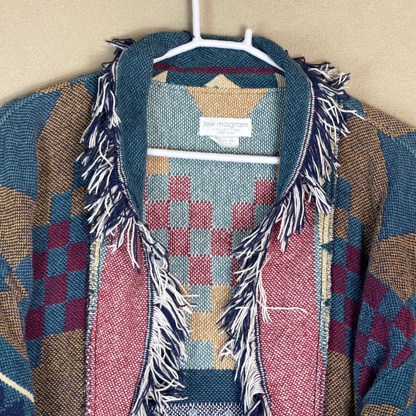 Vintage VINTAGE Lew Magram Collection Women One Size Southwestern Fringe Woven Jacket Cape Size ONE SIZE - 2 Thumbnail