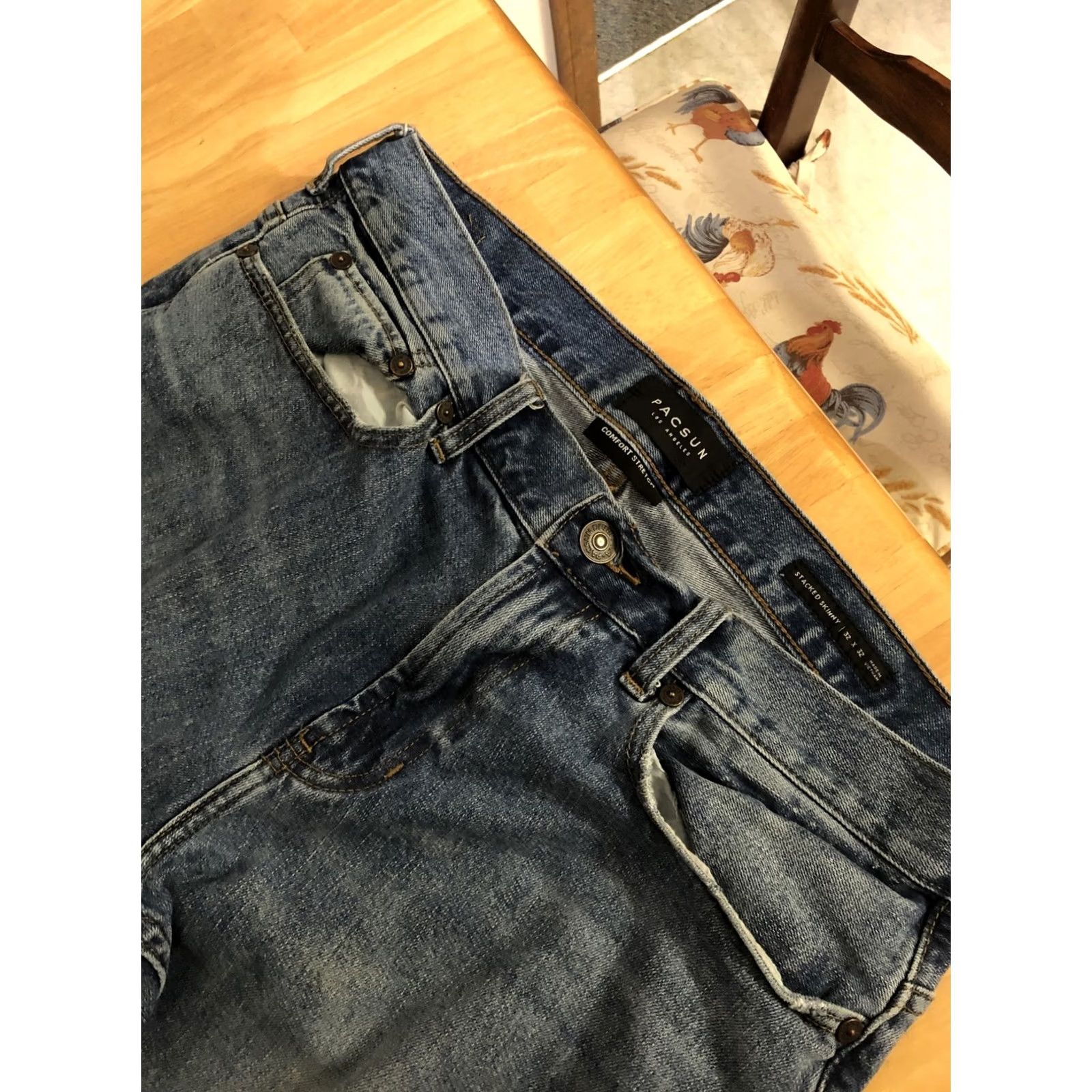 Pacsun Pacsun Men Skinny Jeans 34x32 Distressed 5-Pocket Stretch Medium Wash Blue 90s Theme Mens Size US 34 / EU 50 - 4 Thumbnail