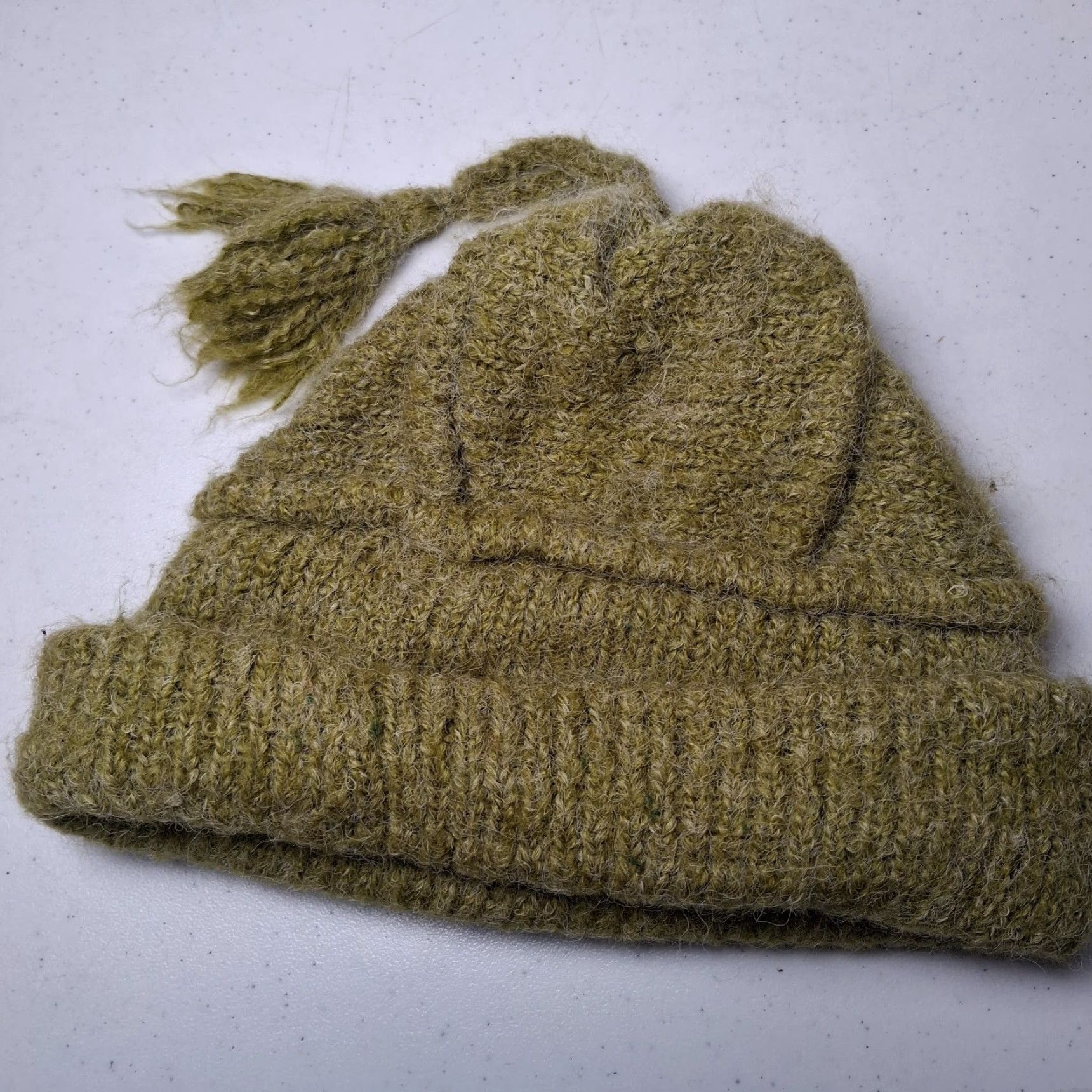 CO VINTAGE Peruvian Trading Co Knit Hat Green Tassel Winter Beanie Hippie Boho Women One Size Green Tassled Beanie Boho Hippie Winter Size ONE SIZE - 4 Thumbnail